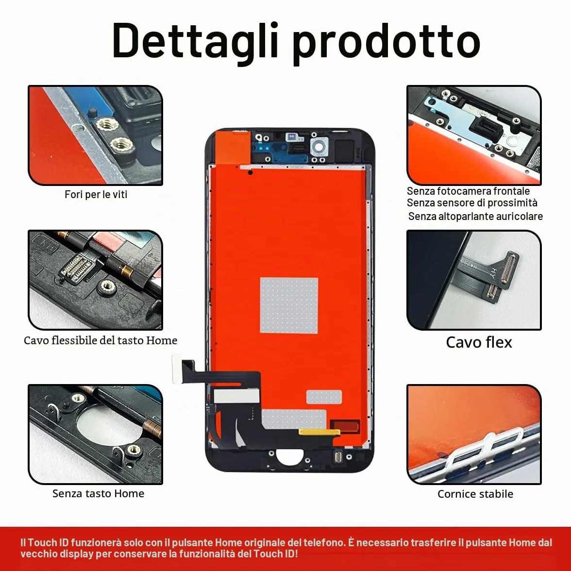 Dinow Display per iPhone 8/SE 2020 Schermo 4.7'' (Nero) Full HD Schermo per iPhone 8G, LCD 3D Touch Display di Vetro+Kit di Attrezzi per Il Modello A2275, A2296, A2298,A1905,A1863,A1906