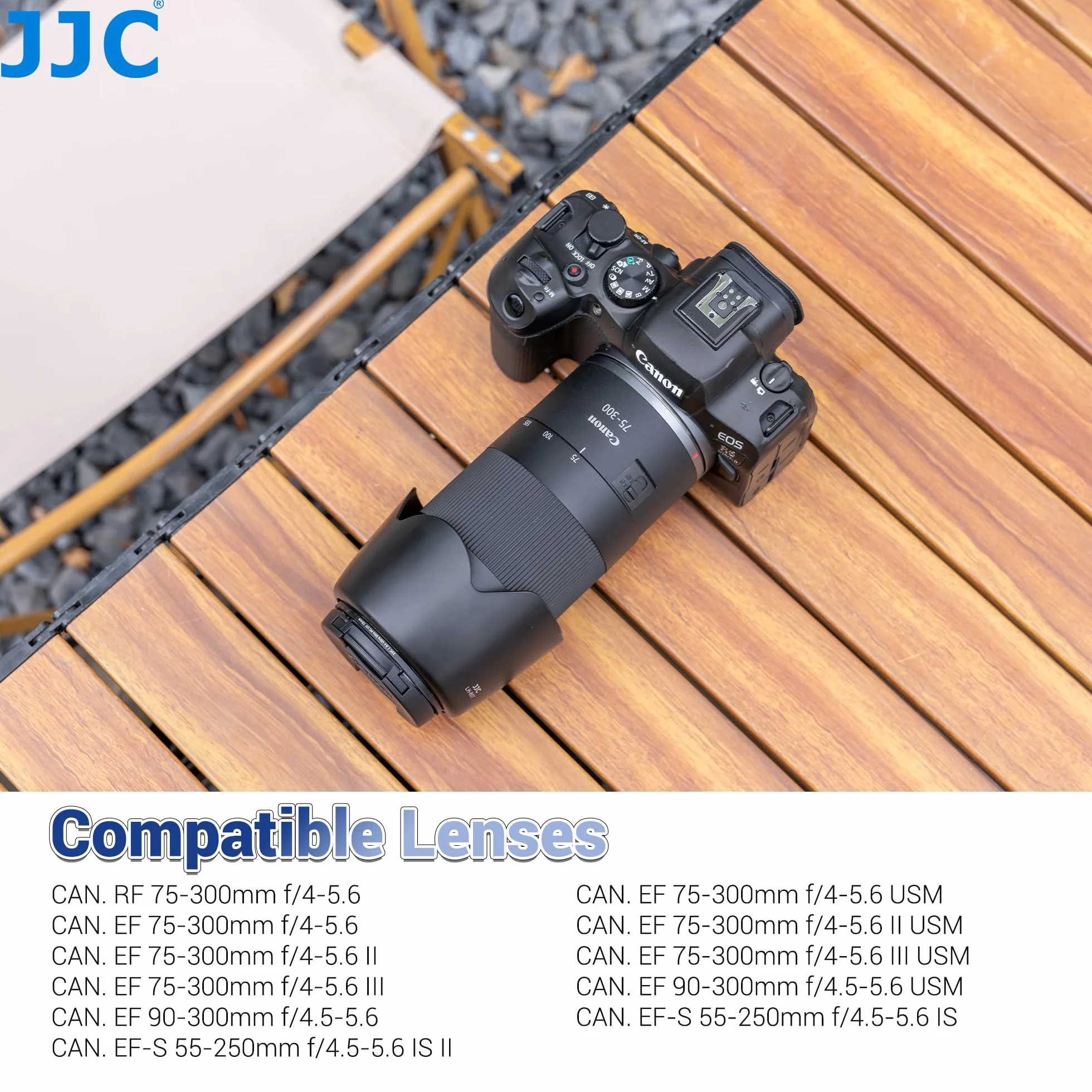 JJC Tulip ET-60 - Paraluce a baionetta da 58 mm per Canon RF 75-300mm F4.0-5.6, EF 75-300mm F4-5.6 III, EF 75-300mm F4-5.6 III USM, EF-S 55-250mm F4-5.6 IS, EF-S 55-250mm mm F4-5 .6 IS II, EF 90-300mm
