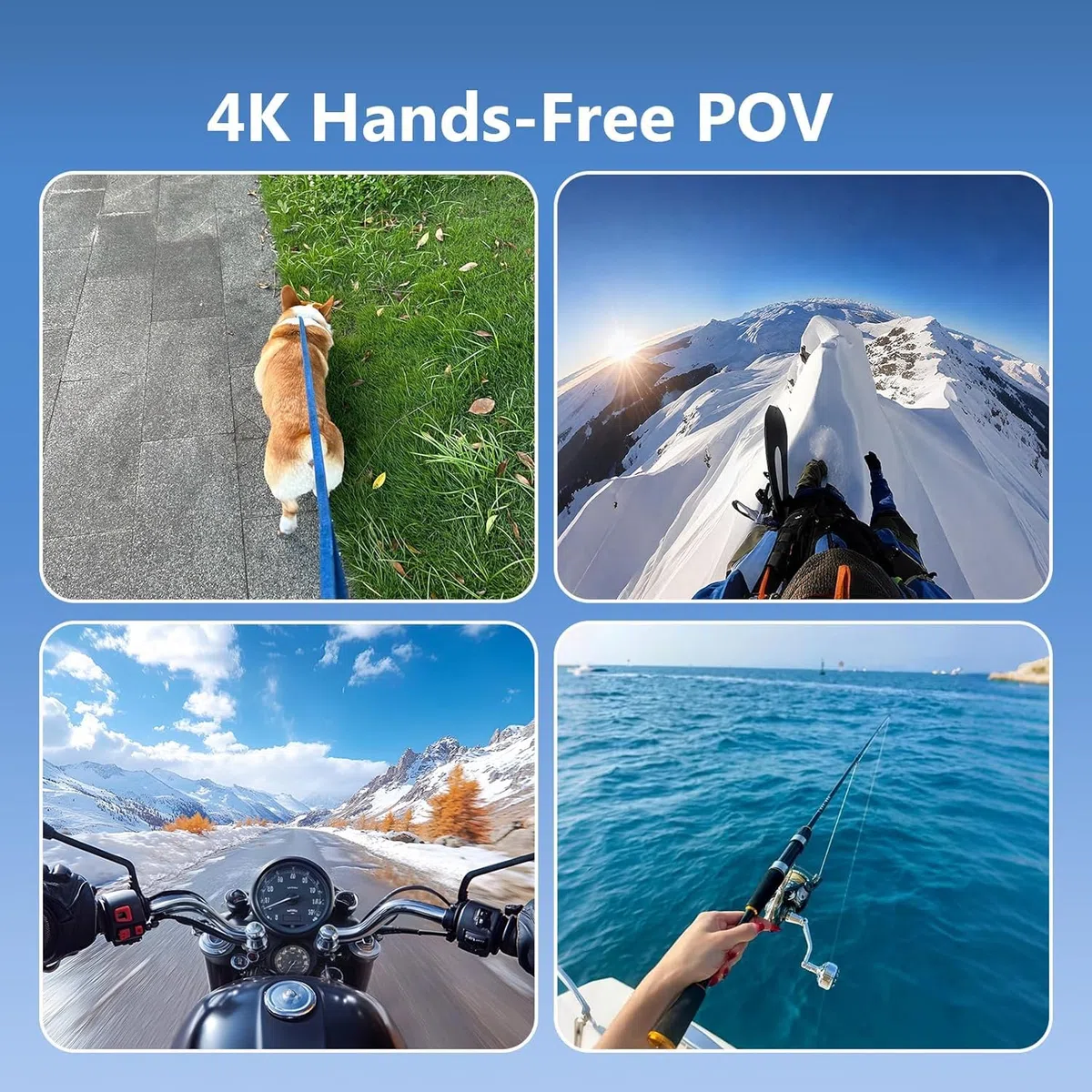 Action Camera 4K, fotocamera con scheda di memoria da 64 GB, videocamera Vlogging con supporto per casco, mini cam con clip a molla, registrazione POV a mani libere, registratore DV per viaggi