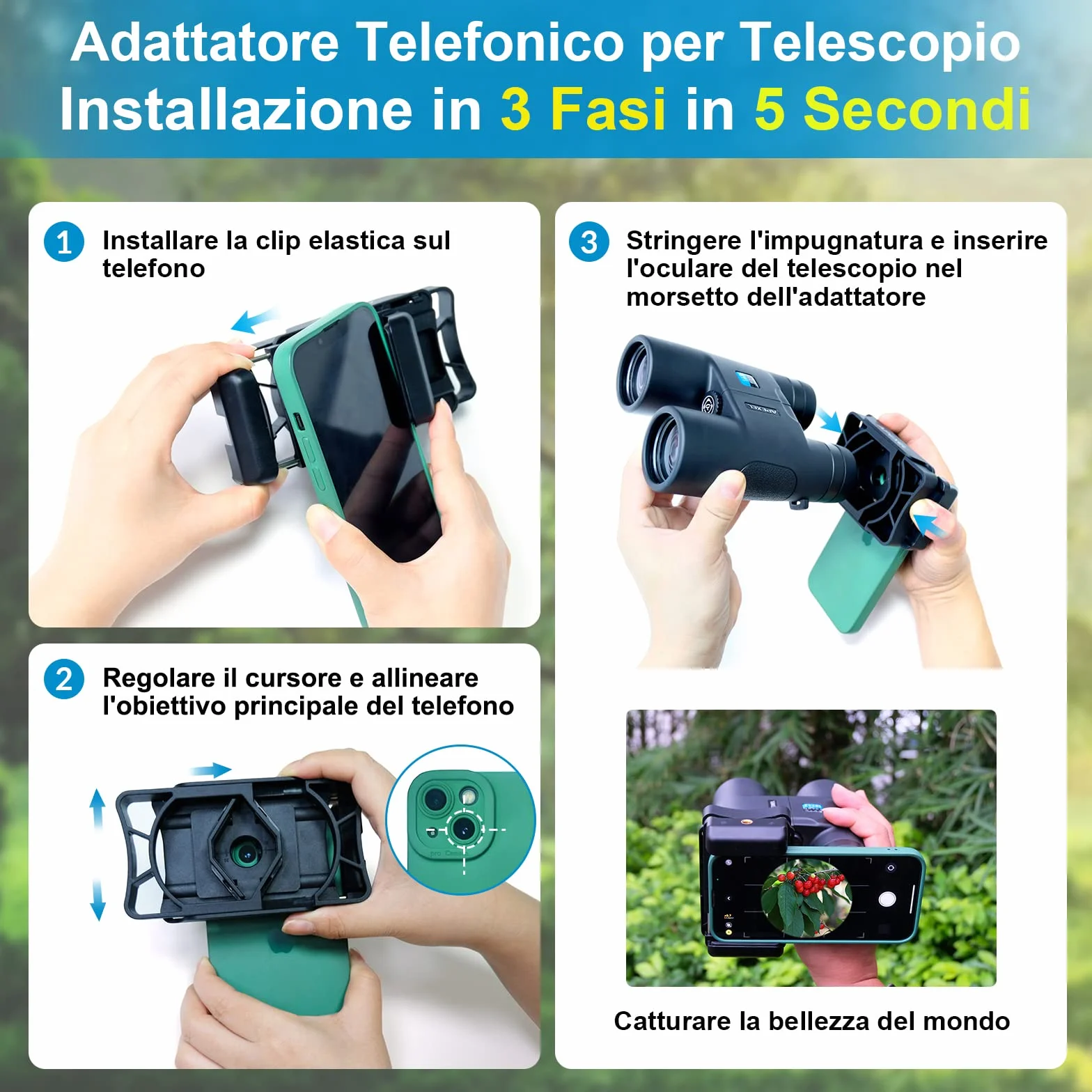 APEXEL Adattatore Universale per Smartphone con Telescopio con Bluetooth, Compatibile con Binocoli, Monoculare e Microscopi, Adattatore per Montaggio su Telescopio, Adatto a Tutti Gli Smartphone