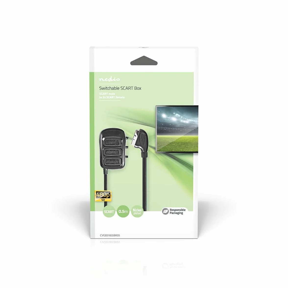 NEDIS Scatola interruttore scart, selettore manuale 3 in 1, per creare più ingressi scart da un ingresso SCART – cavo 0,5 m