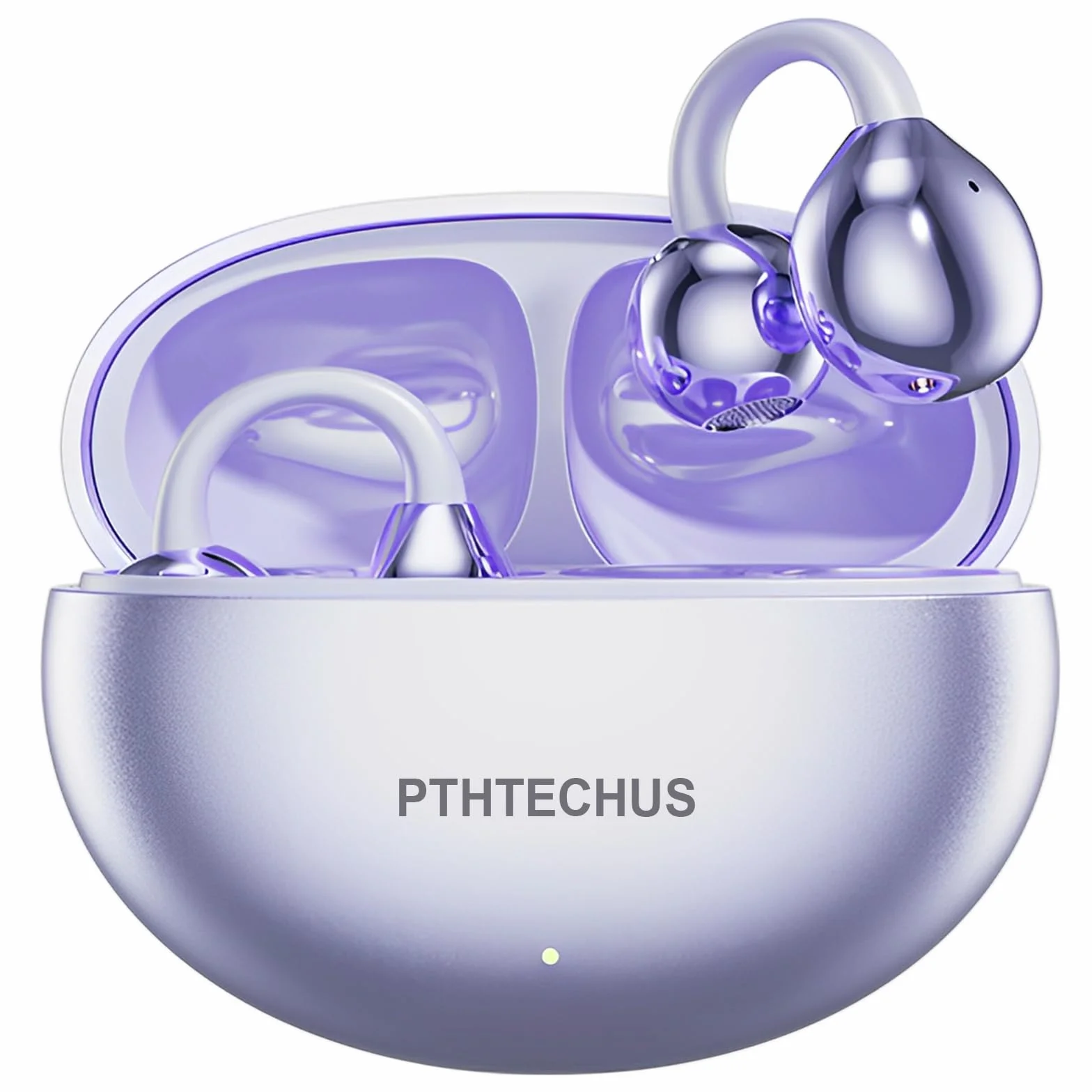 PTHTECHUS Cuffie Wireless, Sportivi Clip Aperta Cuffie Conduzione Ossea, Diaframmi 12mm ENC, Chiamate Cristalline, Auricolari Bluetooth 5.4 Compatibile iOS/Android, 30 ore di Riproduzione, Viola-b