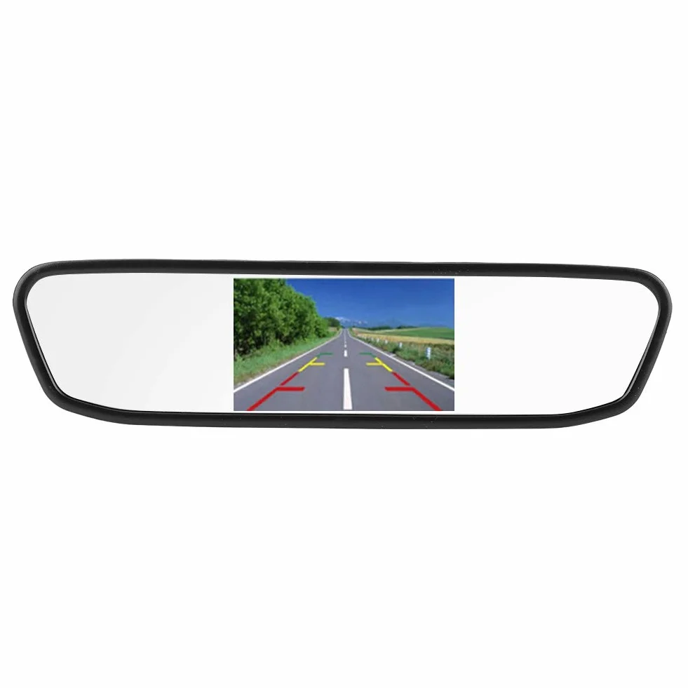 Monitor per Specchietto Retrovisore per Auto, Schermo LCD TFT HD da 4,3 Pollici con Ingresso Video a 2 Canali