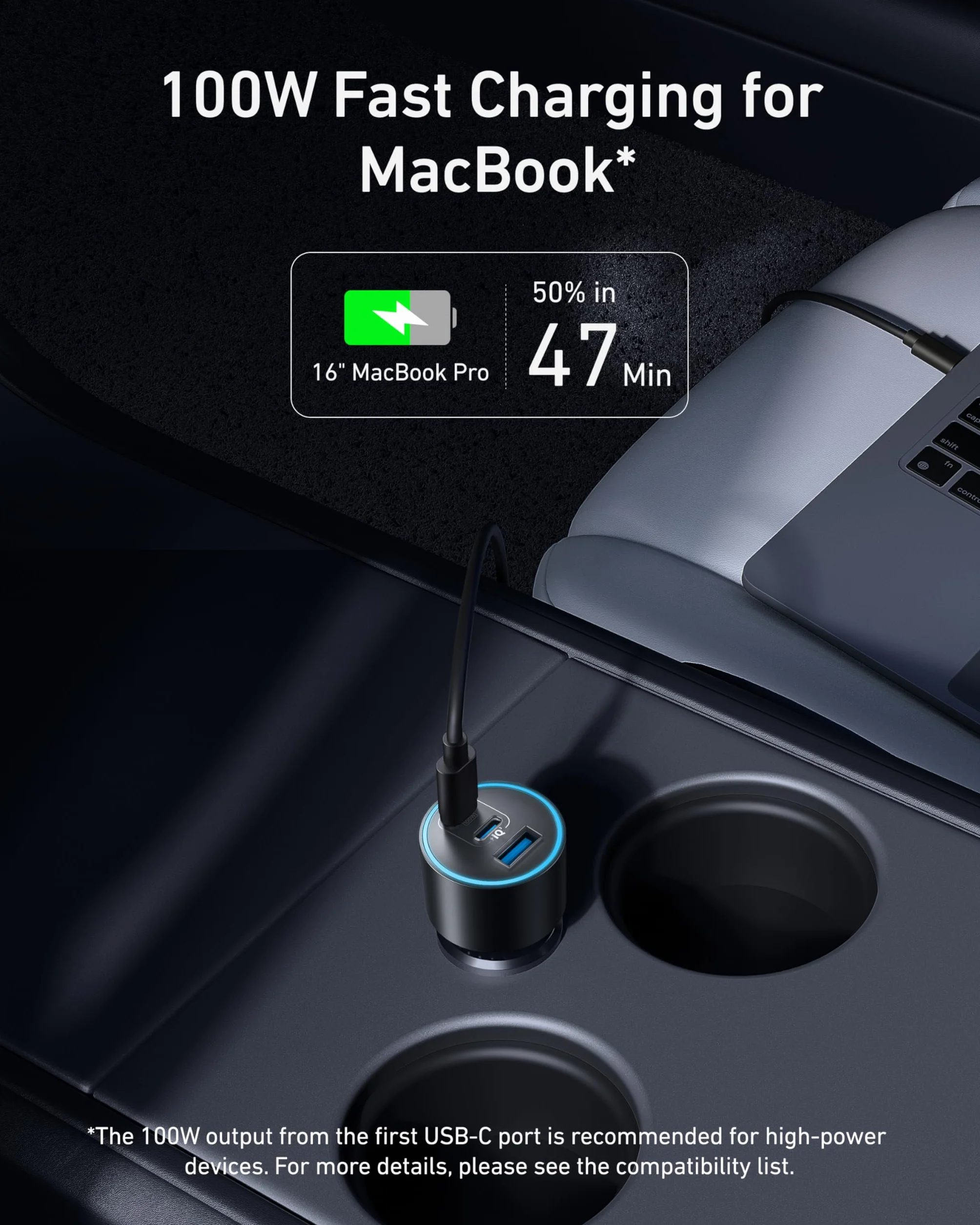 Anker Caricatore Auto USB C 167.5W Max, Accendisigari USB C 3-Porte Ultra-Compatto e Rapido, Per MacBook Pro/Air, iPhone 16/15/14/13 Serie, Samsung S24/S23, iPad Pro, AirPods, e Altro Ancora