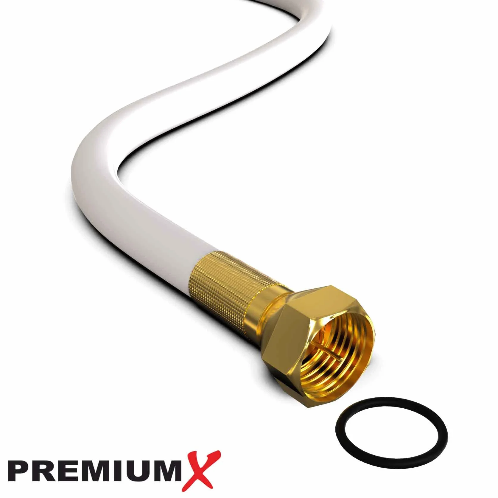Premium X BASIC Cavo Coassiale Da 50m - Ricezione Perfetta Con Schermatura in Alluminio Quadrupla 135dB - Compatibile Con DVB-S/S2/C/T, BK Impianti - Inclusi 10 Connettori F
