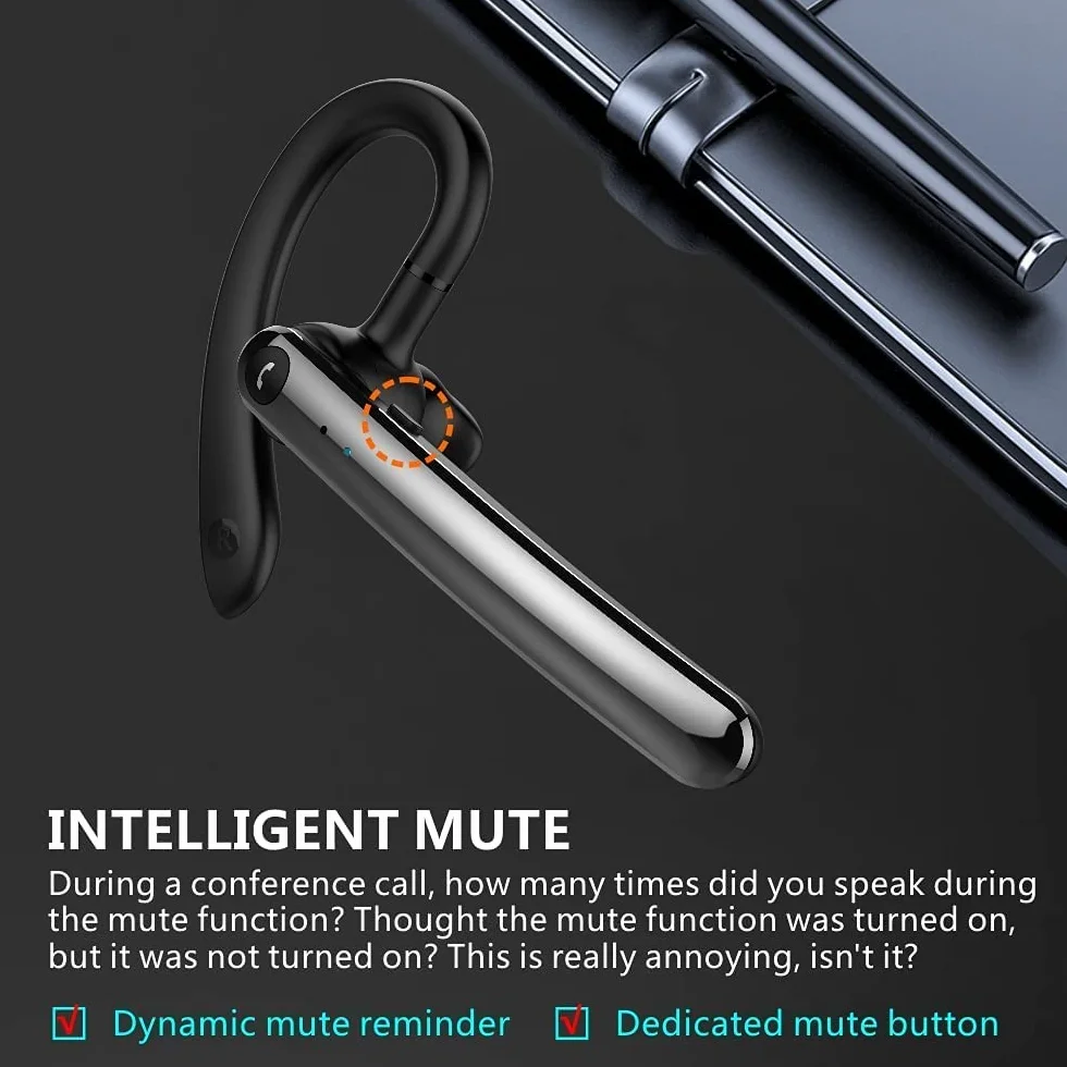 LESUN Auricolari Bluetooth 5.0 con Doppio Microfono, Cuffie Wireless Vivavoce Avanzate con Chiamata Vocale Super Chiara, Audio Hi-Fi e Esperienza Ultraleggera Per Lavoro/Ufficio/Guida
