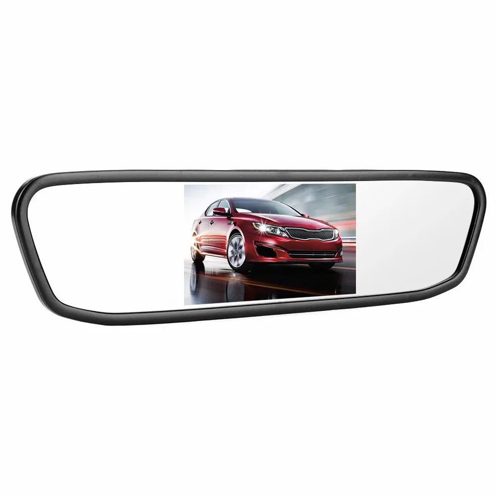 Monitor per Specchietto Retrovisore per Auto, Schermo LCD TFT HD da 4,3 Pollici con Ingresso Video a 2 Canali