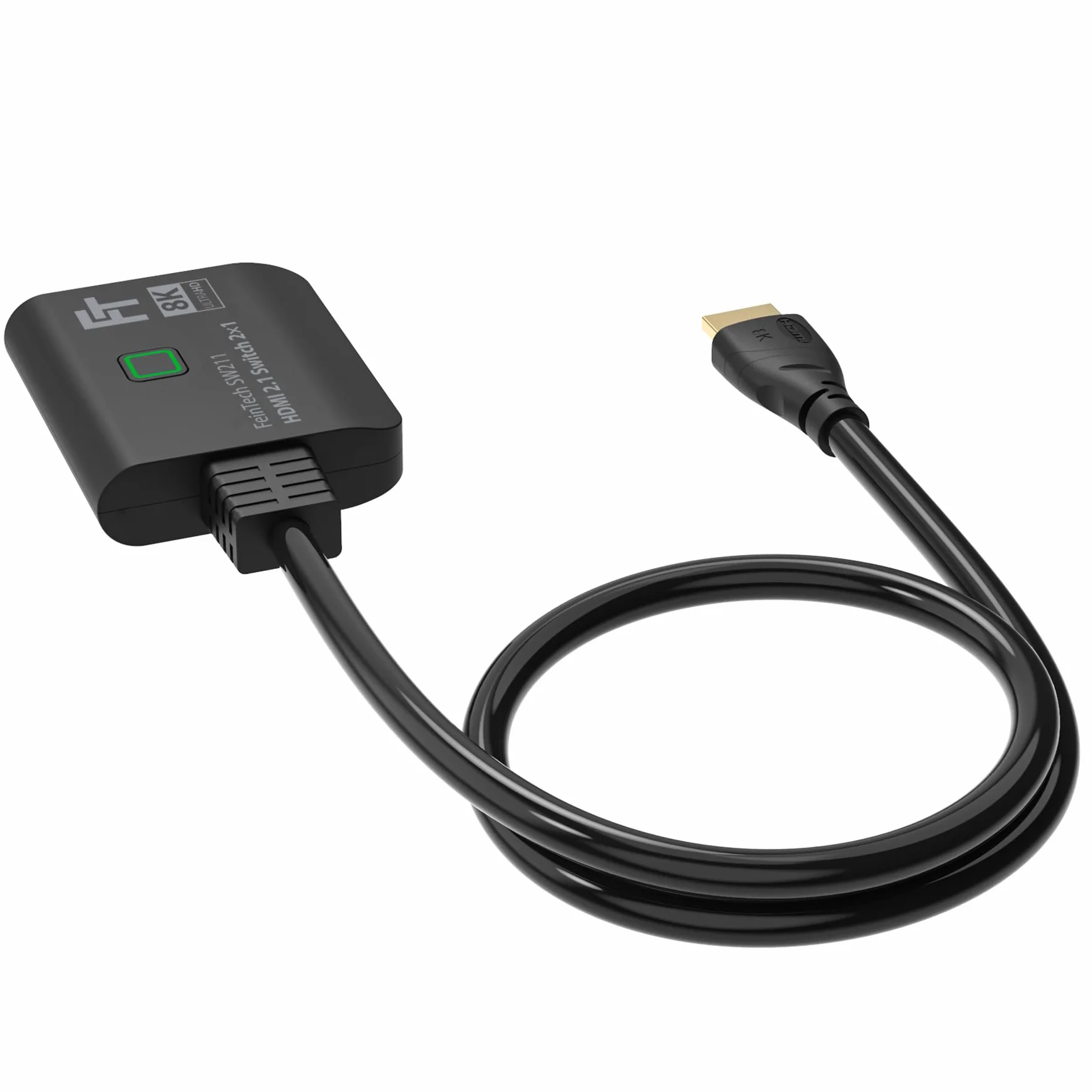 FeinTech SW211, switch HDMI 2.1, bidirezionale 2x1, 4K 120Hz, 8K, 2 in 1 uscita o 1 in 2 uscite, cavo HDMI integrato