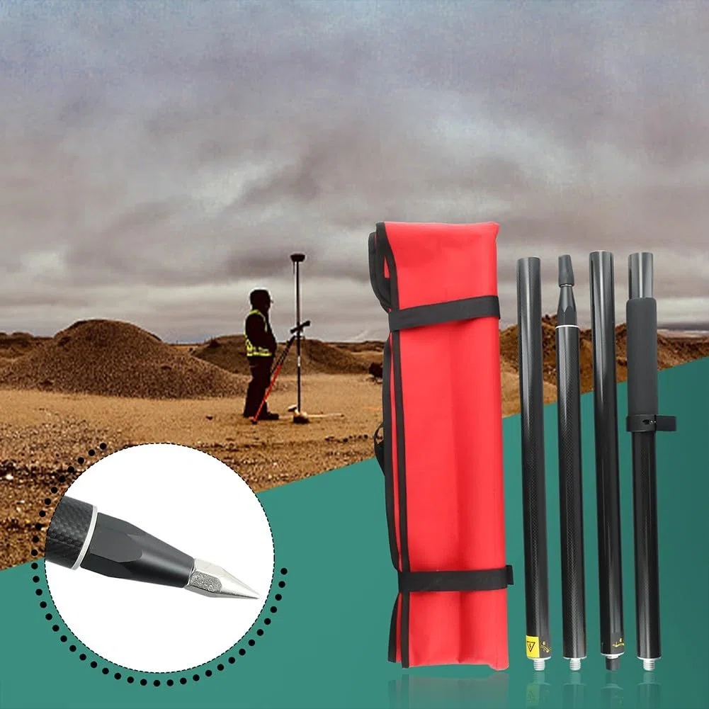 Fibra di carbonio GPS Survey Pole 2M Telescopico GNSS Antenna Rod Con 5/8" Filo 4-Section Leggero Per Land Surveying E Ingegneria Nero