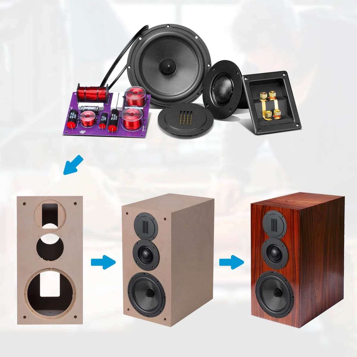 HiVi-Swans Coppia di altoparlanti passivi da scaffale fai da te, 3 vie, altoparlante, potenza di picco 120 Watt, per home theater, per surround o frontale