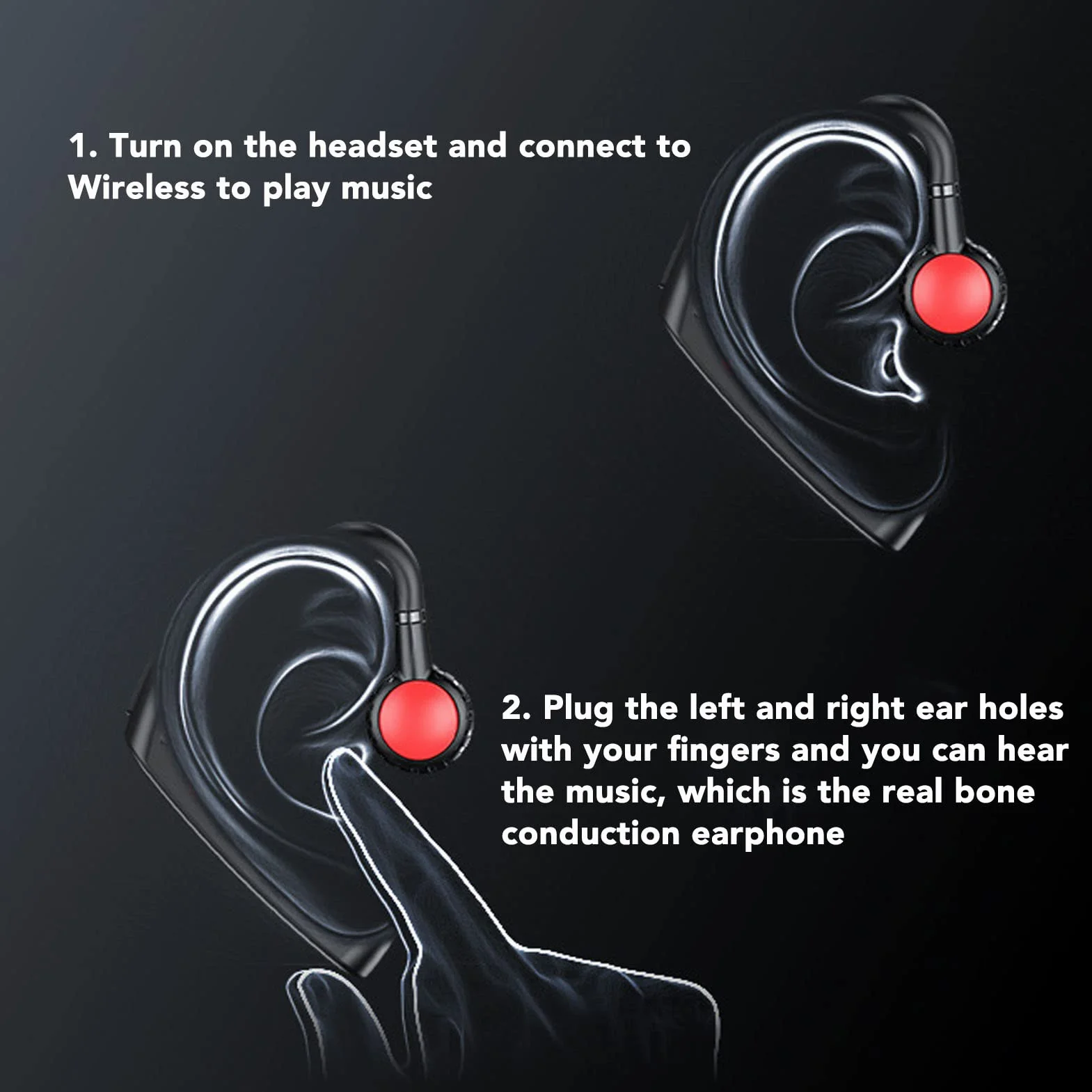 Auricolari Bluetooth 5.0, Cuffie Stereo Wireless, Auricolare Multifunzionale per Non Udenti con Microfono Vivavoce
