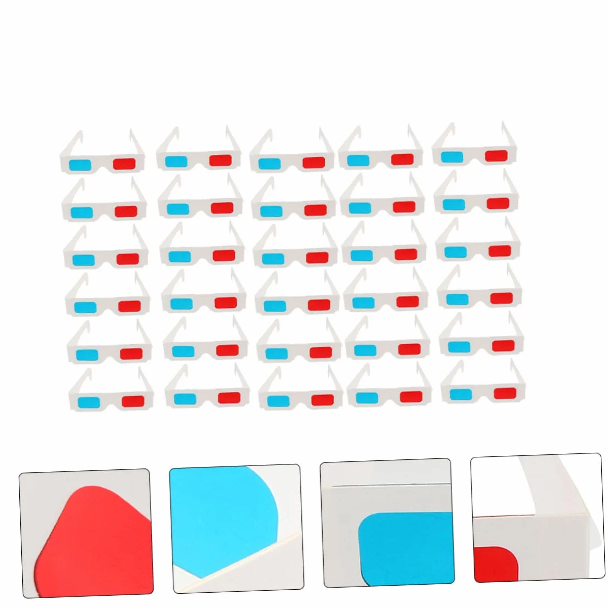 OSALADI 60 Pz Occhiali 3d in Carta Occhiali Anaglifici Cinematografici Occhiali Anaglifici 3d Occhiali 3d Rosso Occhiali Video 3d Carta 3d Tridimensionale Bambino Bianca Telaio