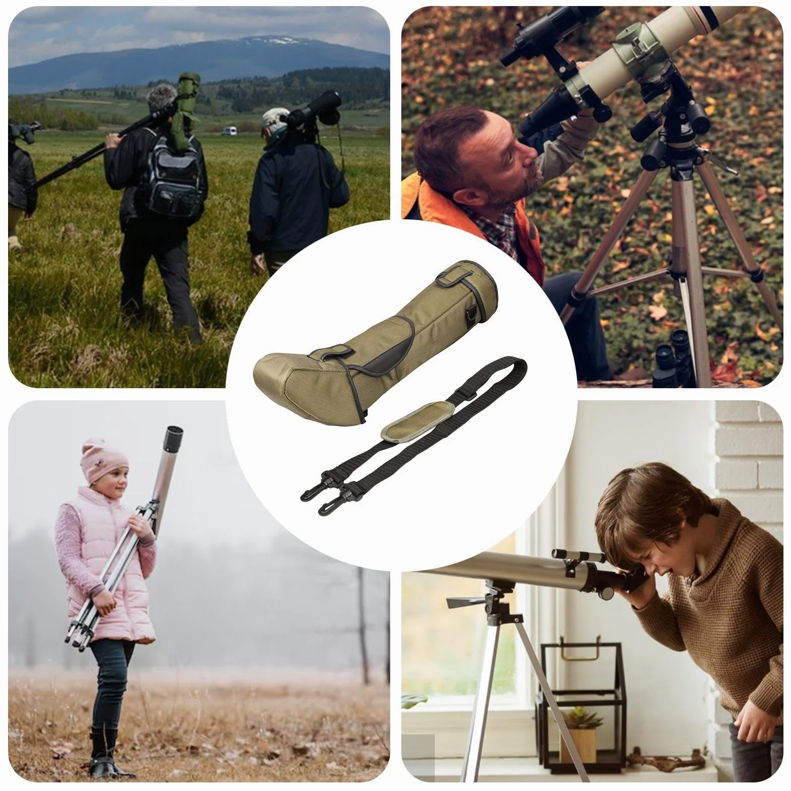 Custodia per telescopio, borsa per telescopio, Custodia per telescopio antiurto, Custodia multiuso per telescopio in nylon con tracolla regolabile