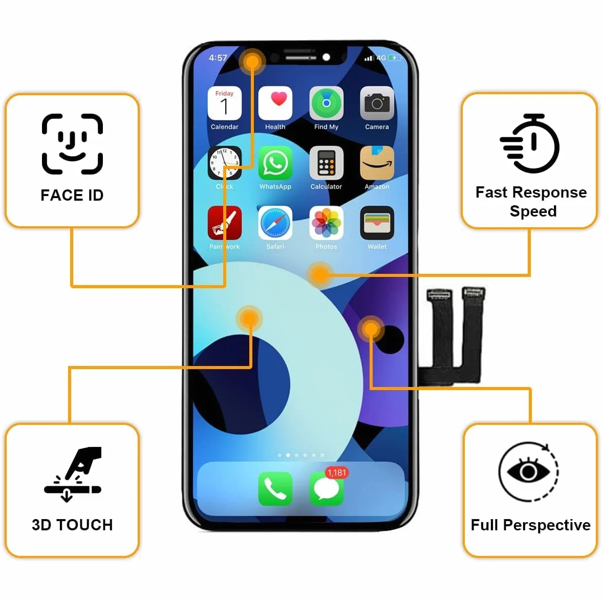 Display per iPhone 11 Schermo LCD Sostituzione Vetro Schermo Parti 6,1 Pollici Touch Screen Digitizer di Ricambio con Kit di Strumenti di Riparazione