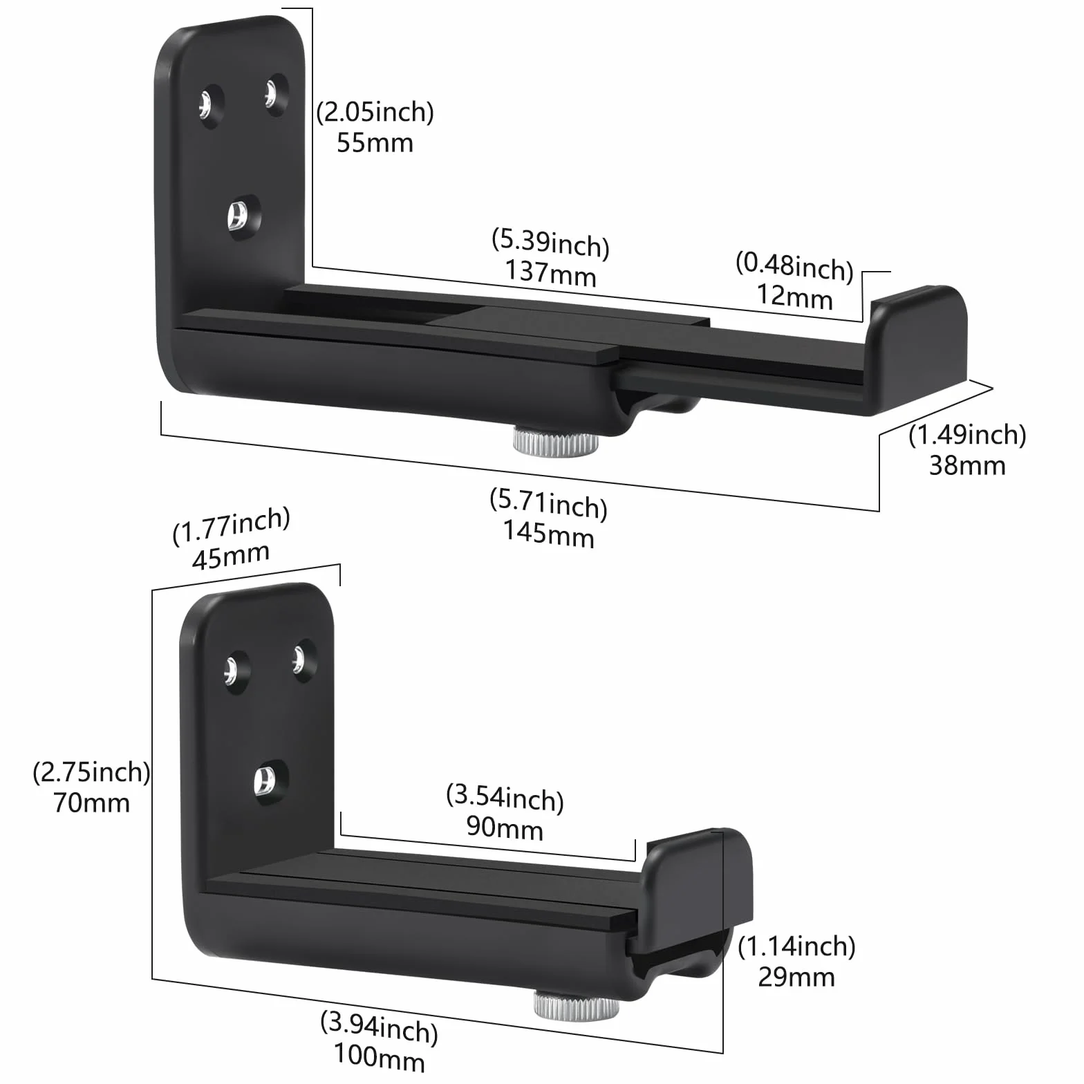 Soundbar Staffa Montaggio Parete,2PCS Universale Soundbar Altoparlante Staffa Parete Contiene fino a 20 kg,Mensola Profondità Regolabile 8,5 a 13,5cm con Kit Hardware