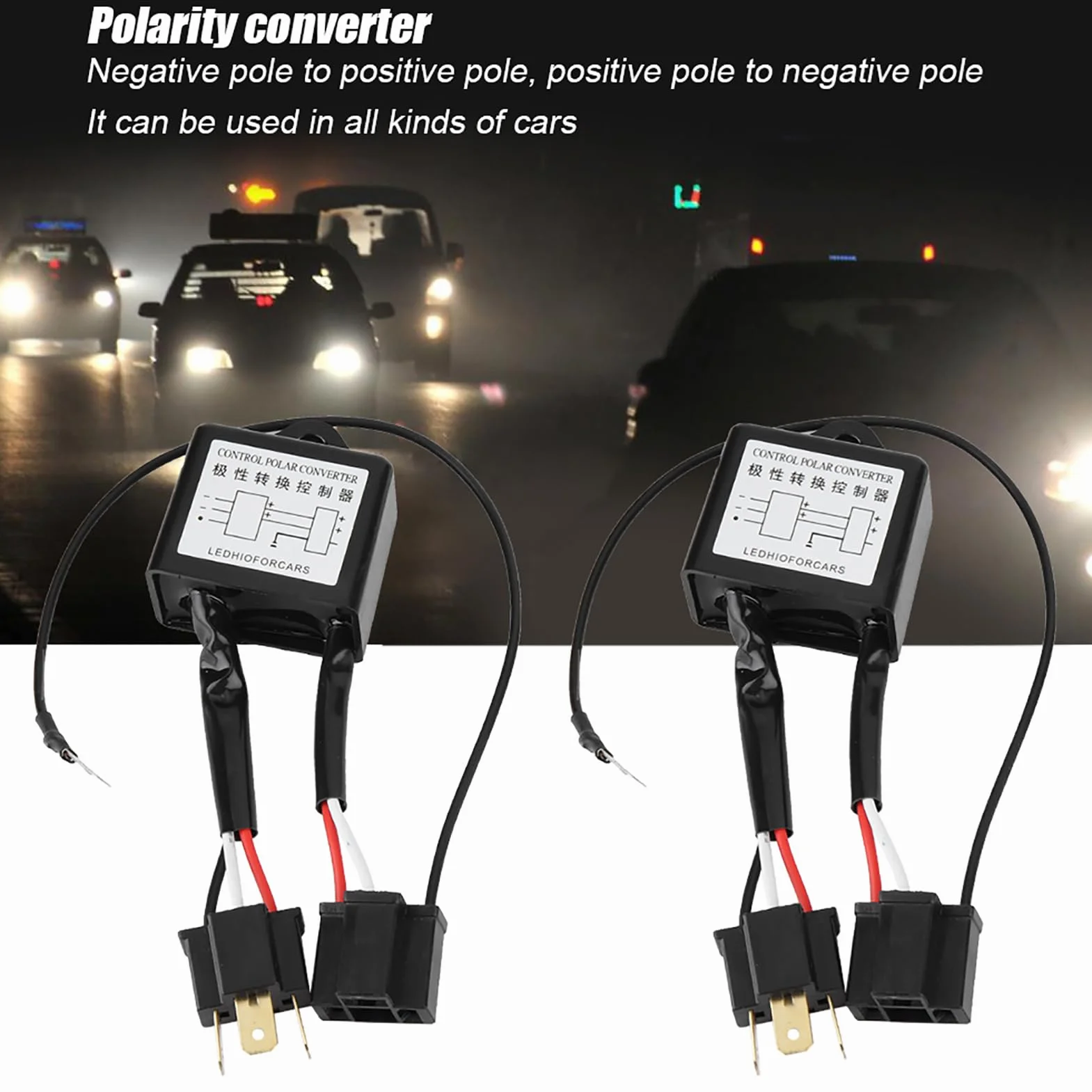 2 pezzi Invertitore di Polarità LED Convertitore Negativo Polare, Convertitore Negativo a LED, Adattatore a Switch Negativo Polare Invertito Polarità per H4