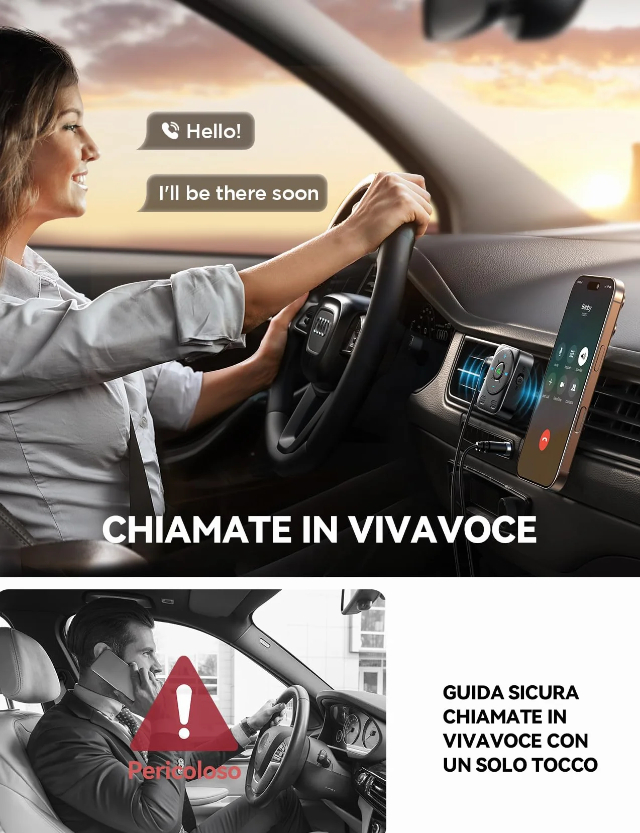 2025 JOYROOM Bluetooth 5.4 Auto, Ricevitore Aux 【Basso E Hifi Stereo】 Vivavoce Bluetooth Per Auto con Indicatore LED, Aux con 16 Ore di Riproduzione