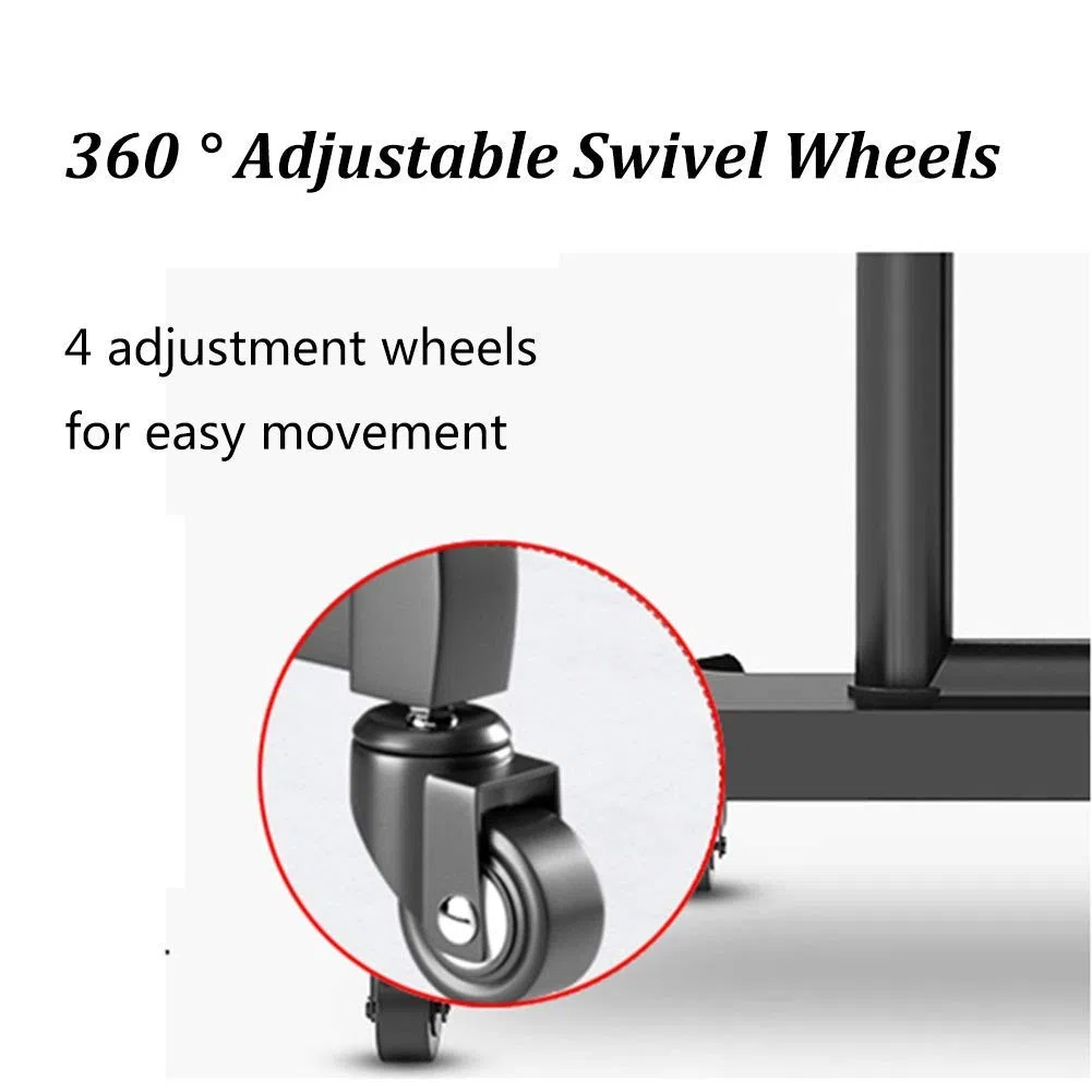Carrello TV Resistente con ripiano portaoggetti - Supporto TV Mobile con Ruote per TV a Schermo Piatto da 32-70 Pollici, per uffici, Case, scuole