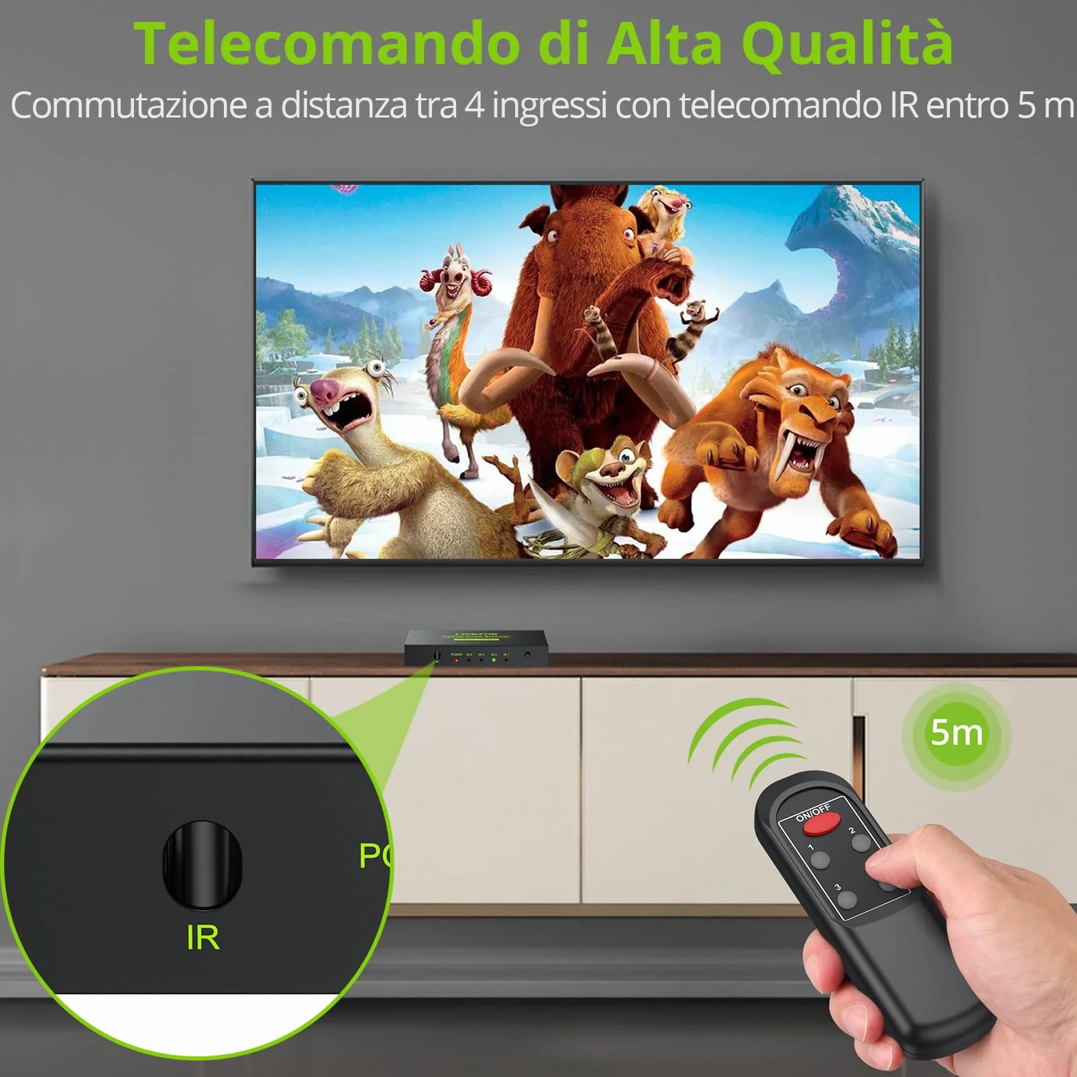 LiNKFOR 4x1 Switch Toslink SPDIF con IR Telecomando Supporto PCM2.0 DTS Dolby-AC3 Switcher Commutatore Audio Digitale 4 in 1 out in Lega di Alluminio Funziona Memoria con Cavo USB per PS3 DVD HDTV