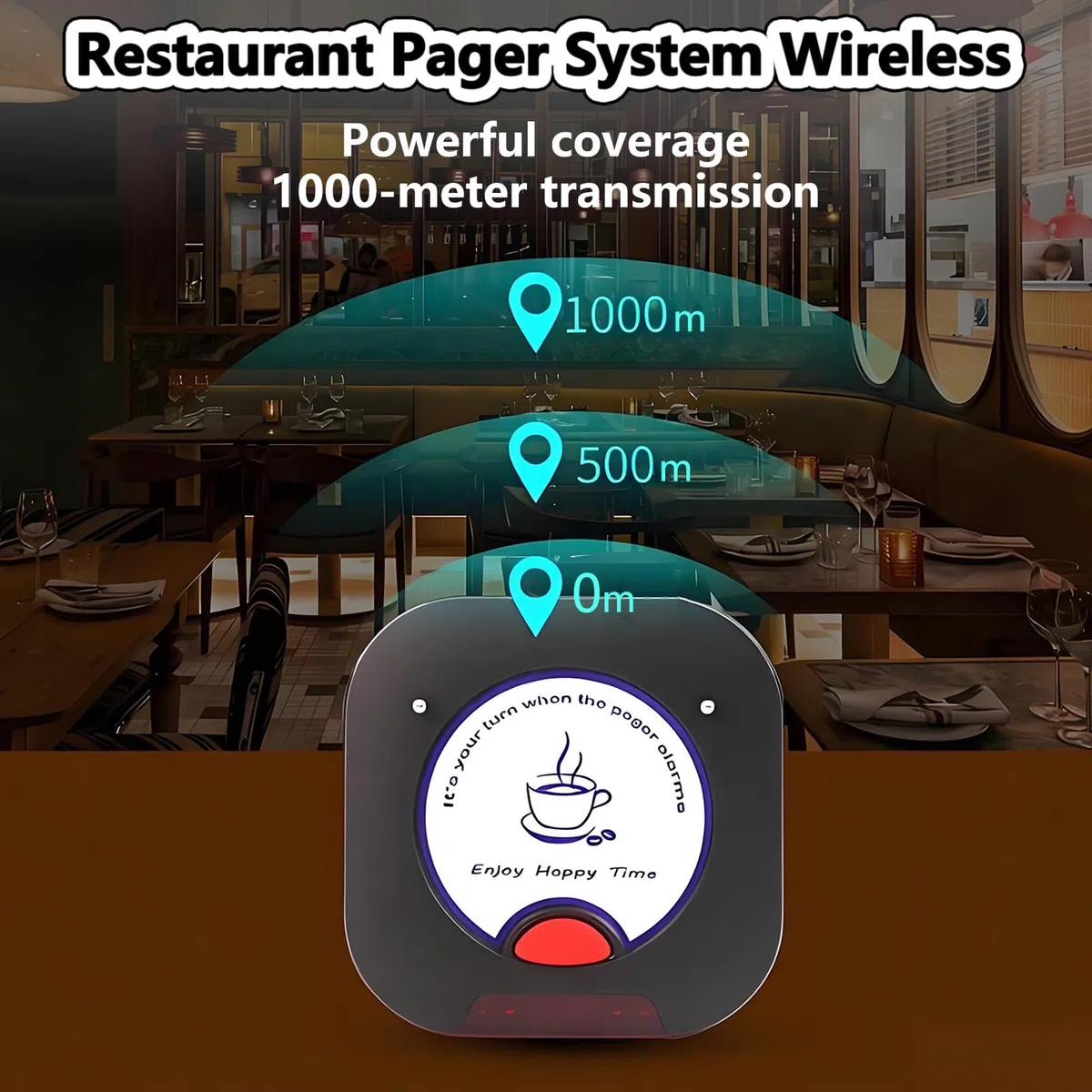 Cercapersone per Ristoranti, Segnale Coda Wireless con Portata 1000m, Sistemi di Chiamata Wireless Digitale per Gestione delle Code con Vibrazione e Segnale Luminoso, Tastiera Touch