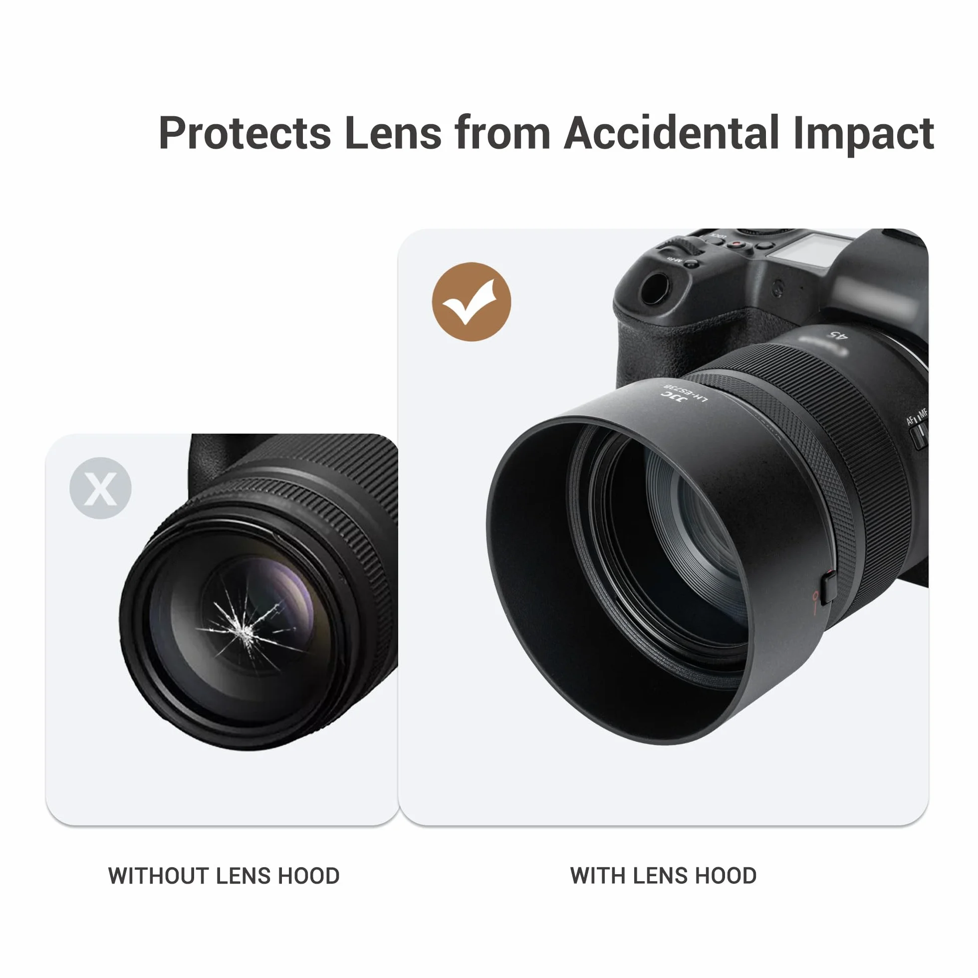 JJC ES73B - Paraluce a baionetta compatibile con obiettivo Canon RF 45 mm F1.2 STM, paraluce reversibile sostituisce Canon ES-73B