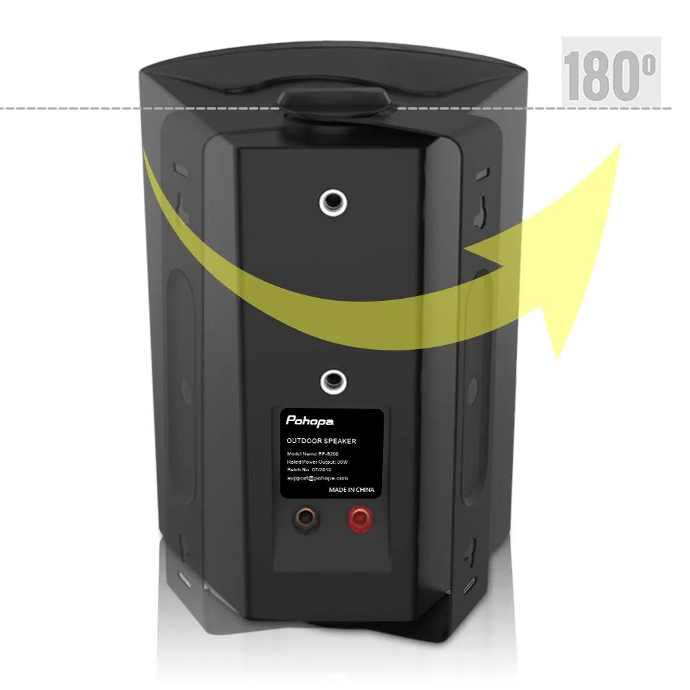 pohopa Altoparlanti da esterno da 5,25 pollici con ricevitore amplificatore stereo Bluetooth, durata per tutte le stagioni, ampia copertura del suono, sistema di montaggio Speed-Lock (nero)