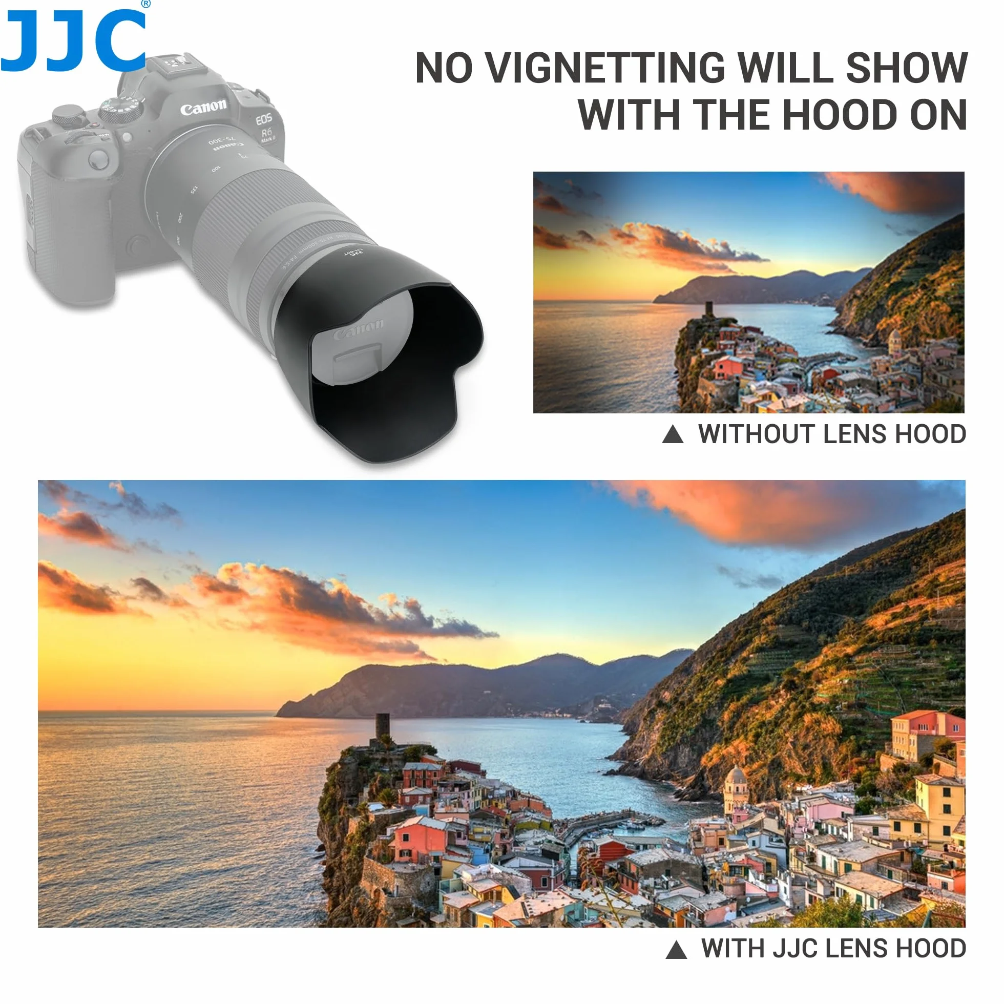 JJC Tulip ET-60 - Paraluce a baionetta da 58 mm per Canon RF 75-300mm F4.0-5.6, EF 75-300mm F4-5.6 III, EF 75-300mm F4-5.6 III USM, EF-S 55-250mm F4-5.6 IS, EF-S 55-250mm mm F4-5 .6 IS II, EF 90-300mm