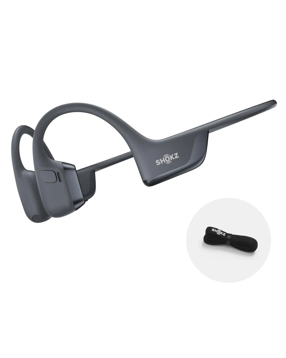 SHOKZ OpenRun Pro 2 - Cuffie sportive a conduzione ossea, con archetto, resistenti al sudore, cuffie per allenamento, sicure, senza fili, vestibilità comoda, bassi profondi e app Smart Mic