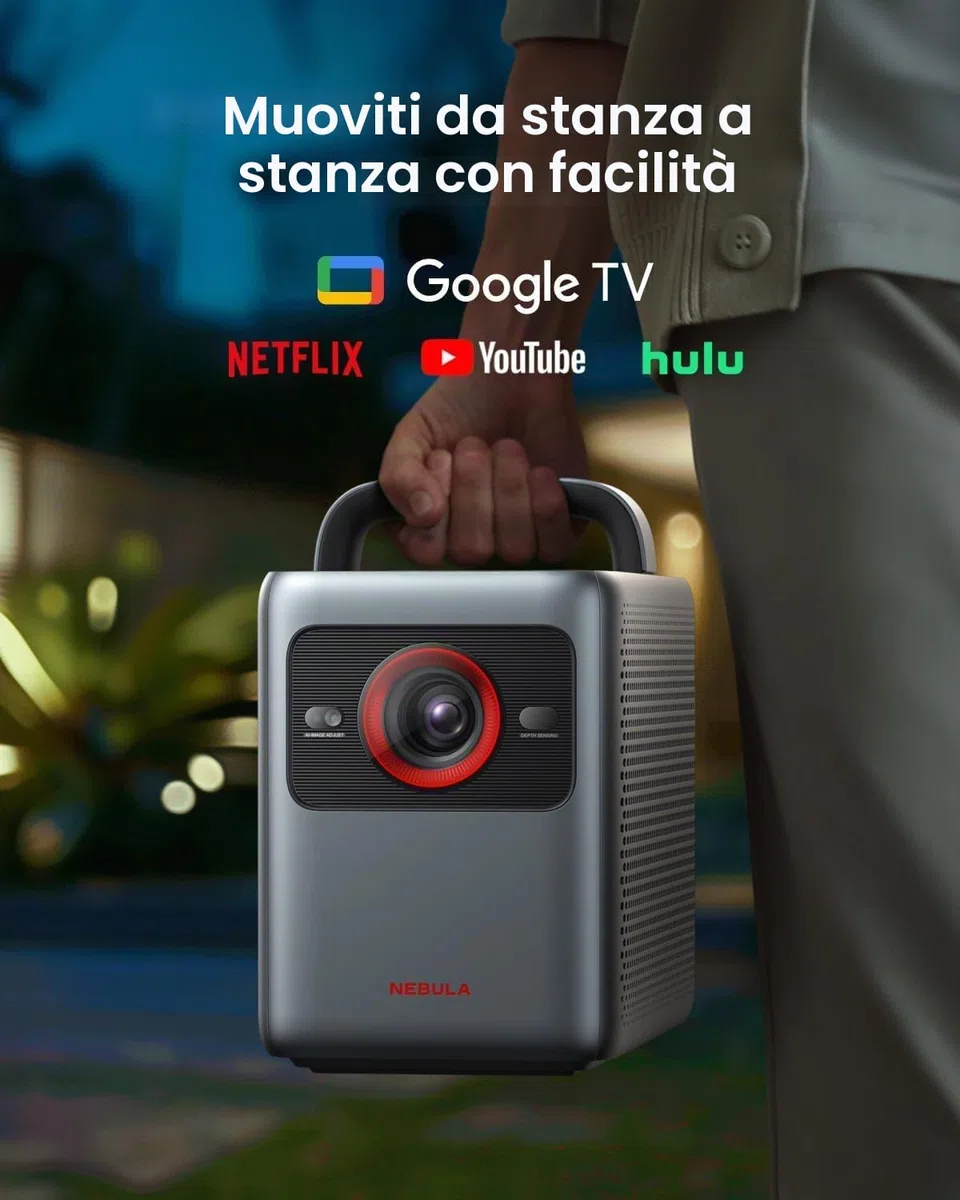 NEBULA Cosmos 4K SE Smart Beamer, Proiettore 4K con schermo Dolby Vision, 200" e 1800 ANSI lumen, HybridBeam, Google TV, Netflix ufficiale (ricondizionato)