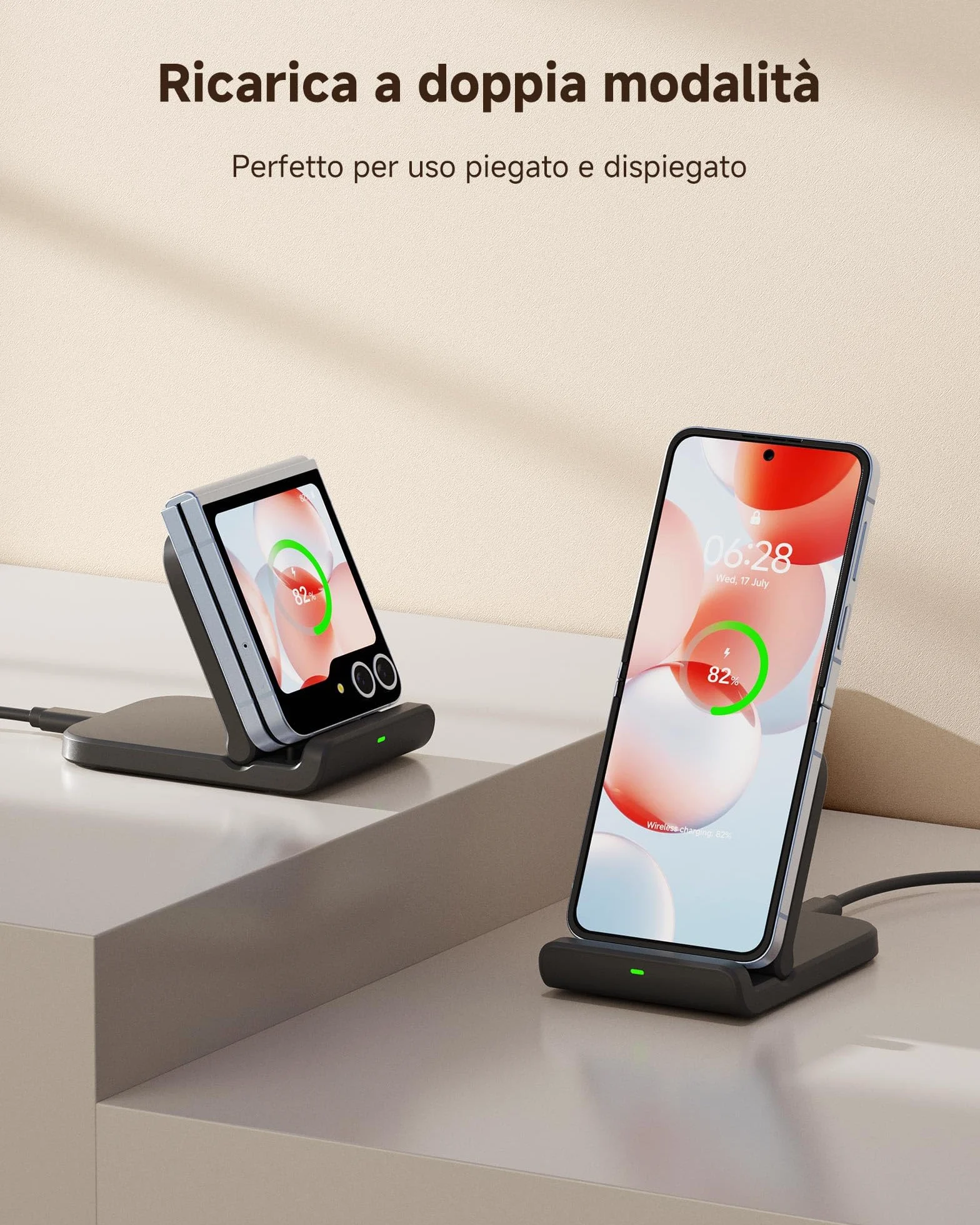 Caricatore Wireless per Samsung Galaxy Z Flip 7, Ricarica Wireless per Galaxy Z Flip 7 FE/6/5/4/3, Moto Razr 60/50/40/Ultra, SwanScout 501S (Pieghevole) (Nero)