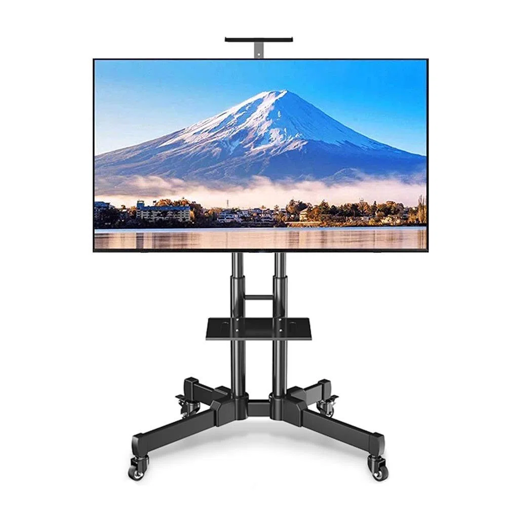 Carrello TV Resistente con ripiano portaoggetti - Supporto TV Mobile con Ruote per TV a Schermo Piatto da 32-70 Pollici, per uffici, Case, scuole