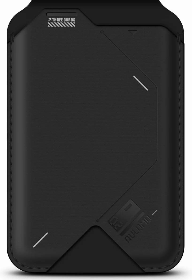 Aulumu G02 [2 in 1] Portafoglio Magnetico & Supporto, Compatibile con MagSafe, Supporto Regolabile, Finestra Aperta per ID, Portafoglio Mag-safe per Serie iPhone 16/15/14/13/12 - Nero