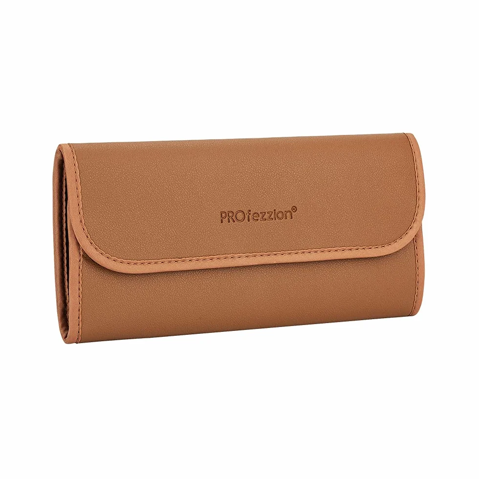 PROfezzion Custodia per Filtro 4 Tasche Custodia per filtro per Obiettivo per Borsa per il Trasporto per Filtro Tondo UV ND CPL Fino a 82 mm di Stoccaggio con Panno di Pulizia in Microfibra, Marrone