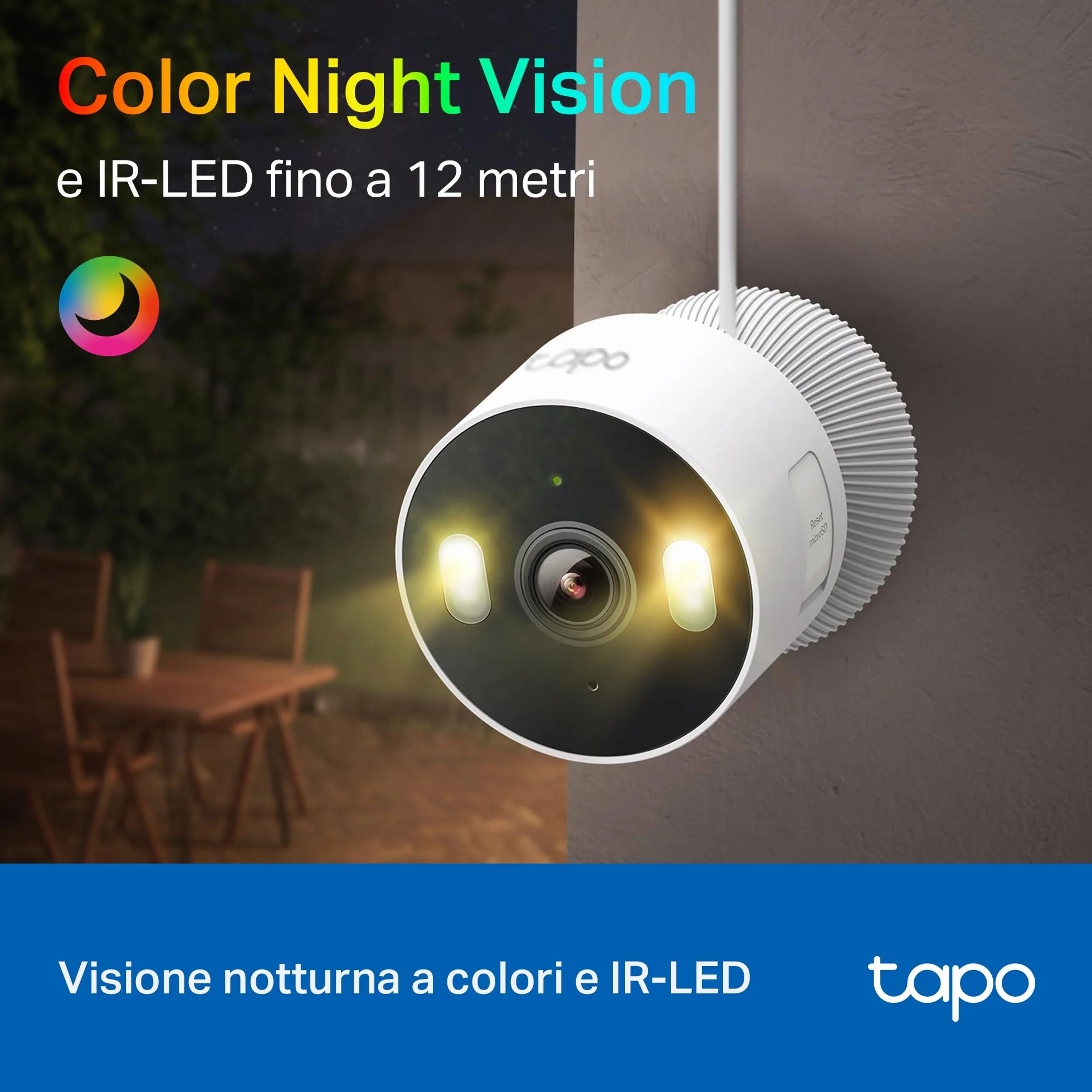 Tapo C113 Telecamera WiFi Esterno 2K 3MP, IP65, Visione Notturna a Colori con Spotlight, Rilevamento Smart AI, Audio Bidirezionale, Allarme Sonoro e Luminoso, Compatibile con Alexa