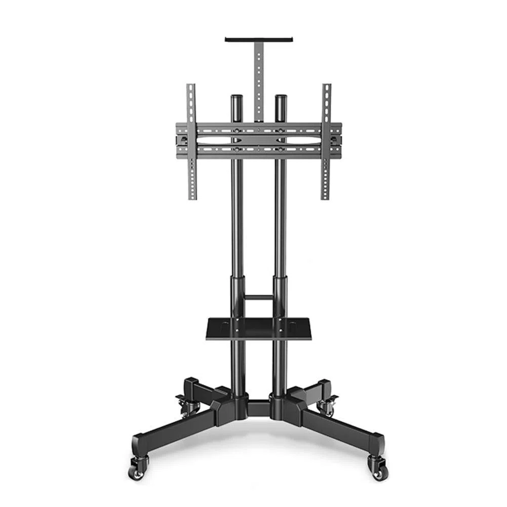 Carrello TV Resistente con ripiano portaoggetti - Supporto TV Mobile con Ruote per TV a Schermo Piatto da 32-70 Pollici, per uffici, Case, scuole