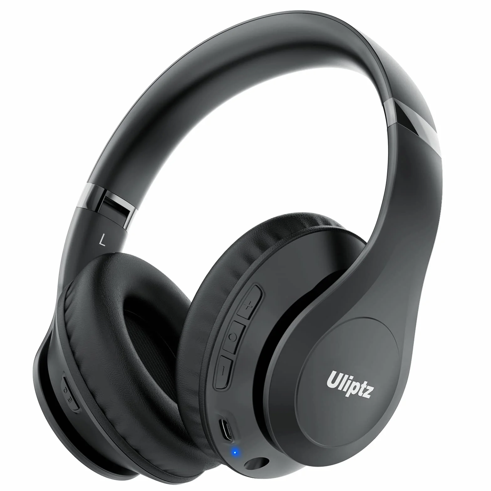 Uliptz Cuffie Wireless, 65 Ore Di Riproduzione, Over Ear, Senza Fili, Stereo HiFi con Microfono, Cuffie Bluetooth 5.3 per Viaggio/Ufficio/Telefono/PC (Nero)