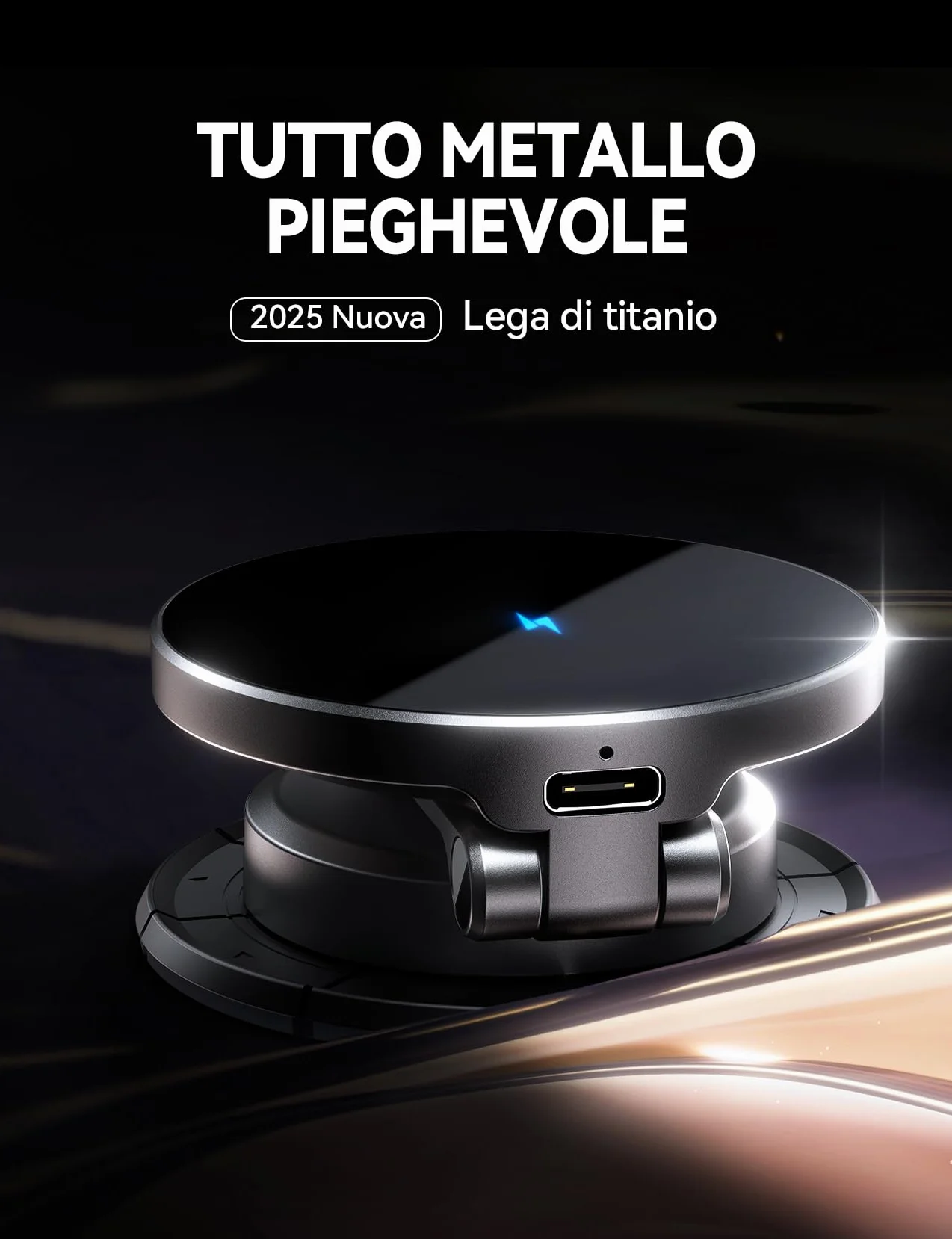 JOYROOM Caricatore Wireless Auto Magsafe da Cruscotto [Tutto Metallo & Pieghevole] supporto telefono auto magnetico 15W, Ricarica Wireless Auto per iPhone 16 15 14 13 12 Pro Max Plus