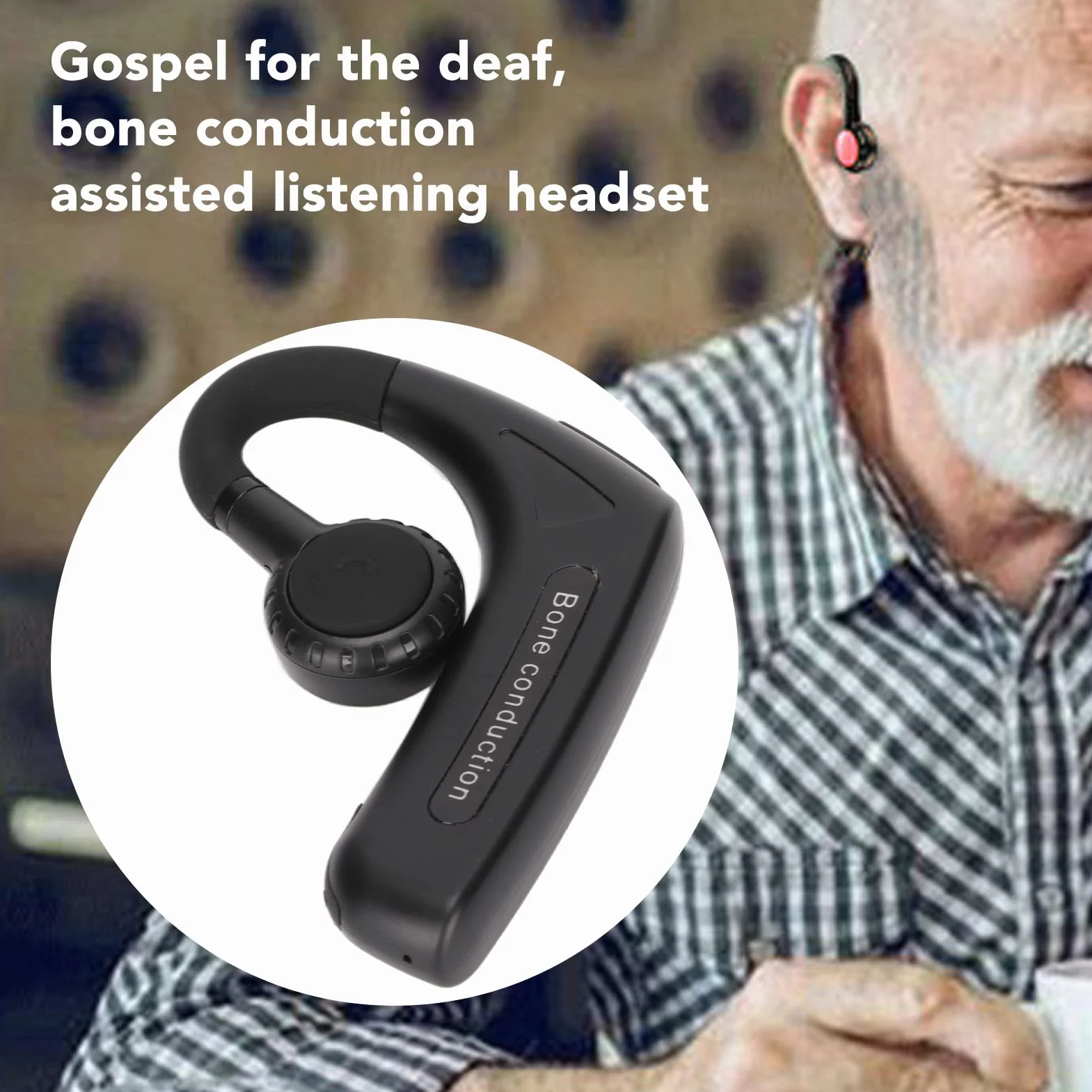 Auricolari Bluetooth 5.0, Cuffie Stereo Wireless, Auricolare Multifunzionale per Non Udenti con Microfono Vivavoce