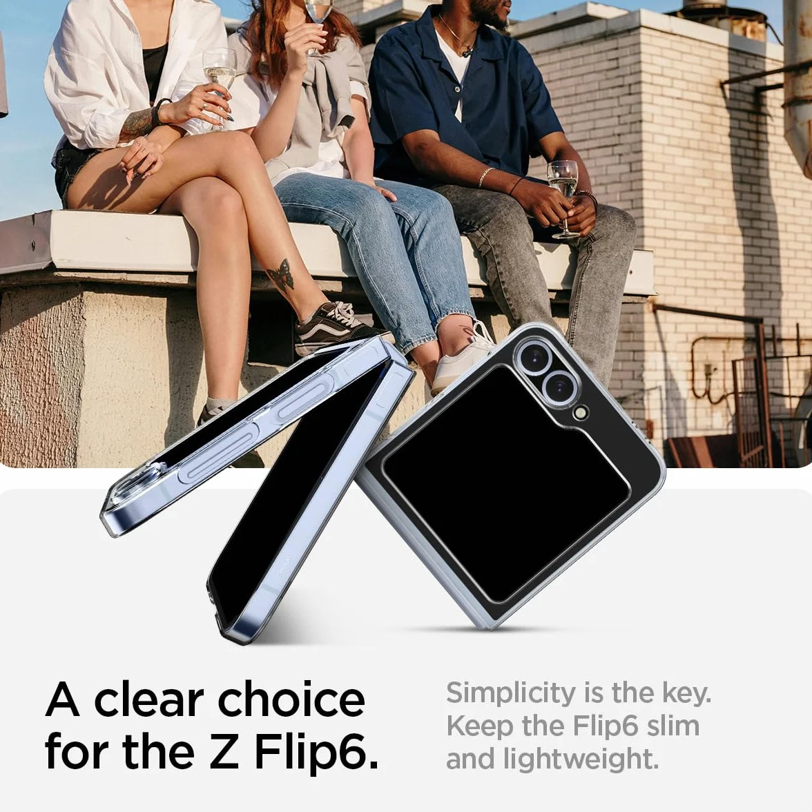 Spigen Cover Air Skin Compatibile con Samsung Galaxy Z Flip 7 FE e Samsung Galaxy Z Flip 6 - Trasparente