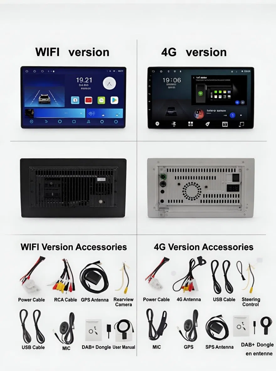 Autoradio 9 pollici compatibile con Citroën C2/C3 | CarPlay/Android Auto/WiFi/DSP/DAB+, touchscreen CarPlay, sistema radio multimediale HD (T4 (4GB/64GB) 8-core 5G QLED)