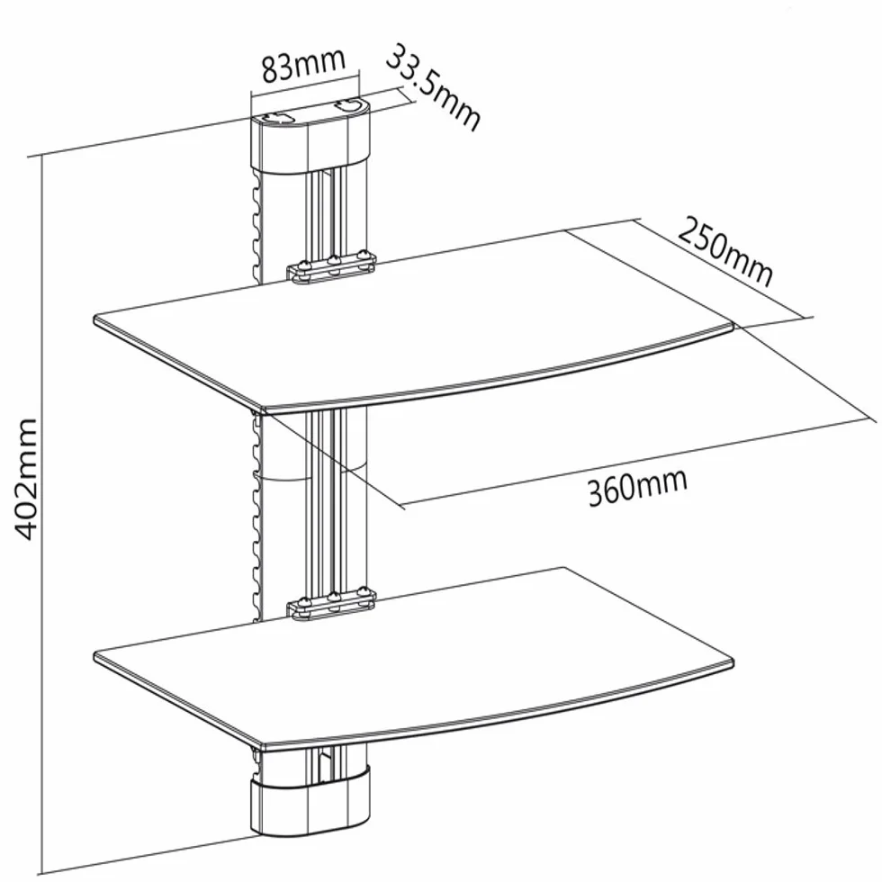 Maclean MC-662 Supporto DVD da Parete con Dopia Mensola in Vetro Scaffale da Muro Console PS3 PS4 Xbox