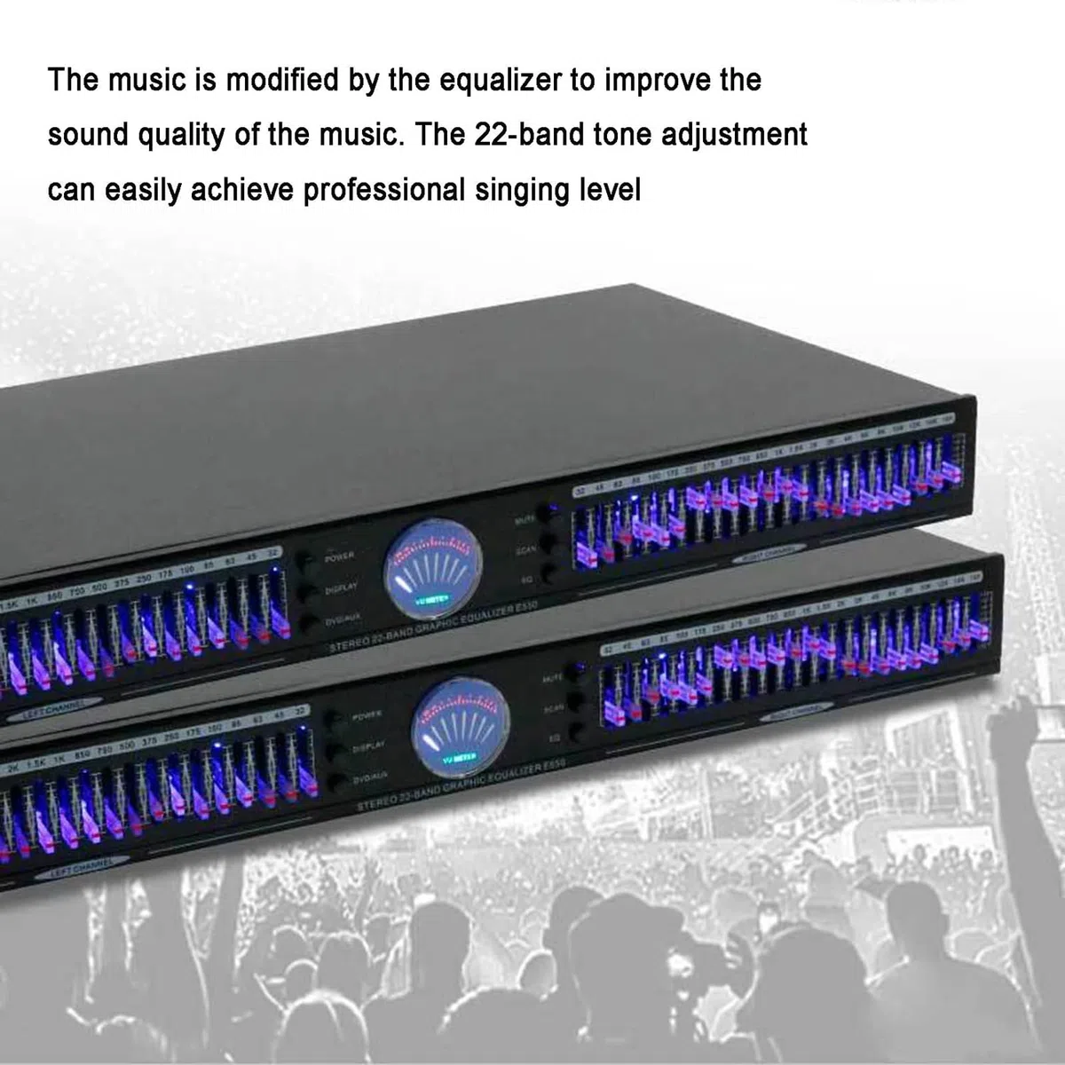 Equalizzatore Audio A 24 Bande, Equalizzatore Grafico Stereo HiFi Si Separa con 10 Effetti Preimpostati, Supporto A Doppio Canale 1u, Riduzione del Rumore Automatico, per Lo Studio di Registrazione