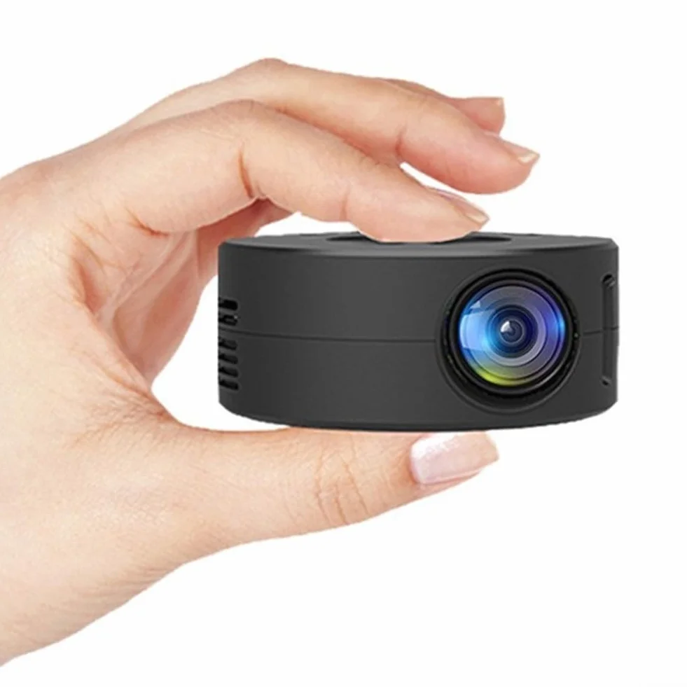 Yuanpgky YT200 - Mini proiettore portatile per cellulare, proiettore compatto e leggero con connettività smartphone, ricarica 5 V 2 A, nero