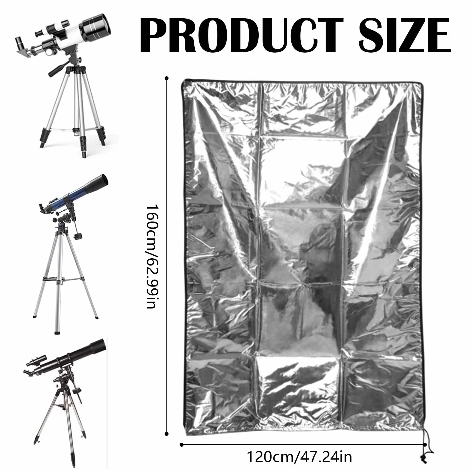 Copertura Protettiva del Telescopio, 120x160cm Copertura Antipolvere del Telescopio, 420D Copertura Protettiva Telescopio All'aperto con Borsa Portaoggetti, Impermeabile, A prova di Vento