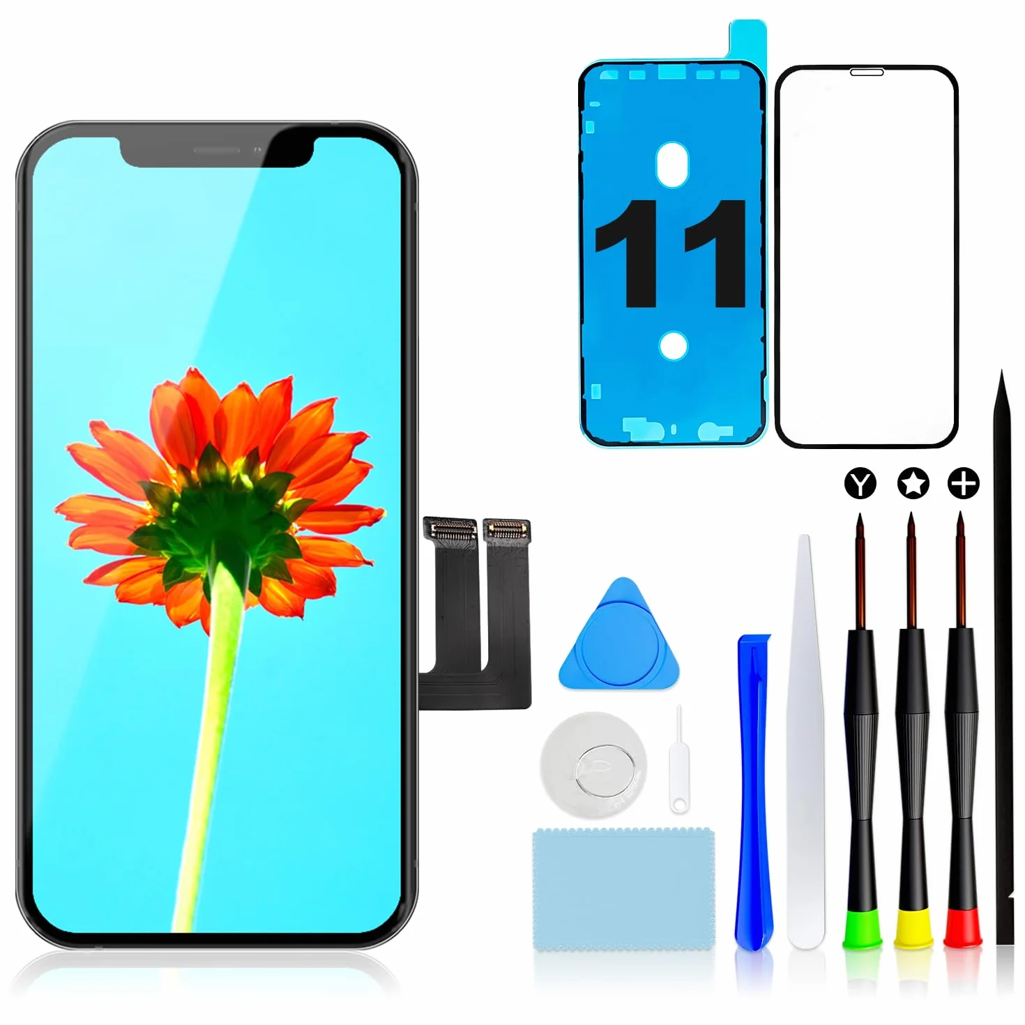 Display per iPhone 11 Schermo LCD Sostituzione Vetro Schermo Parti 6,1 Pollici Touch Screen Digitizer di Ricambio con Kit di Strumenti di Riparazione