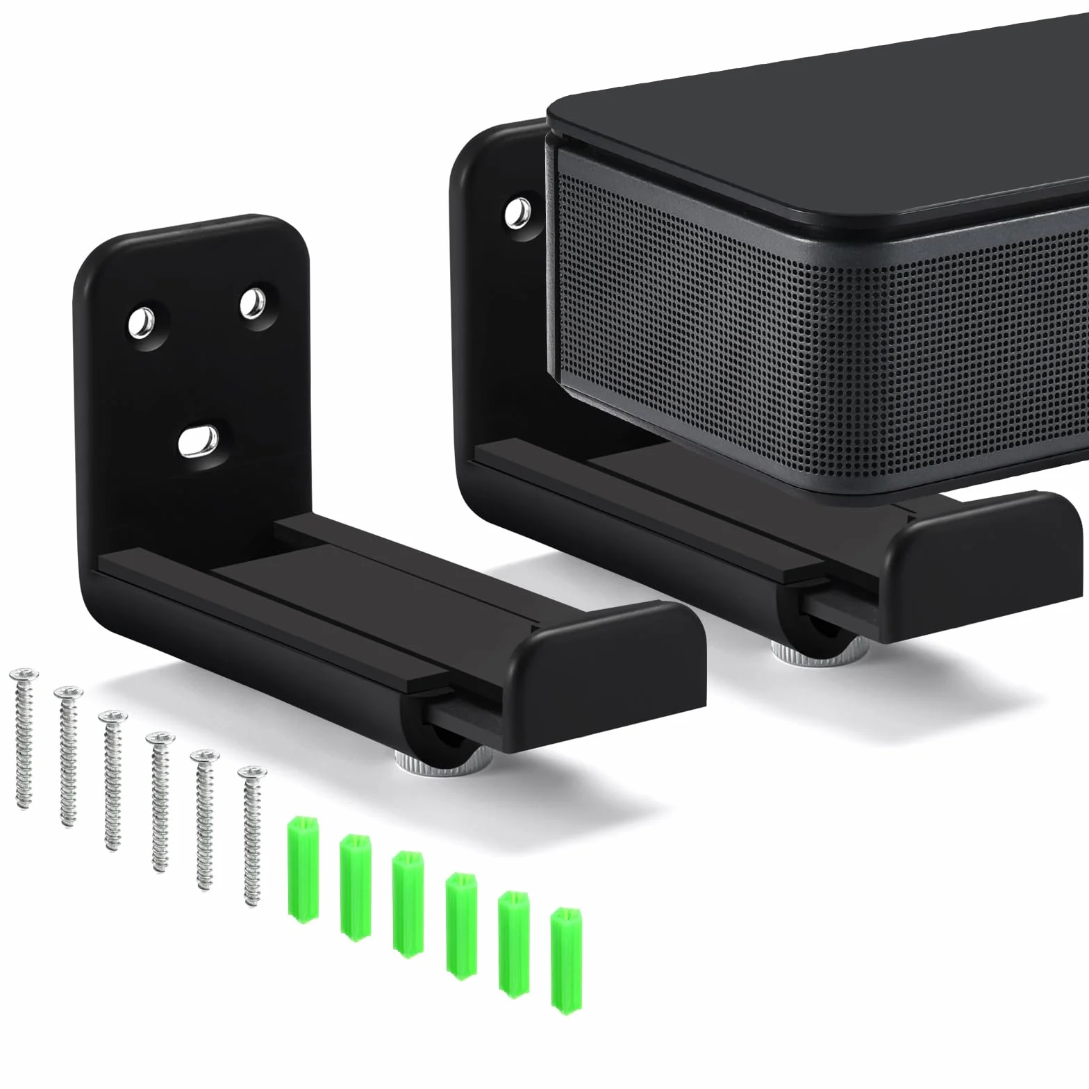 Soundbar Staffa Montaggio Parete,2PCS Universale Soundbar Altoparlante Staffa Parete Contiene fino a 20 kg,Mensola Profondità Regolabile 8,5 a 13,5cm con Kit Hardware