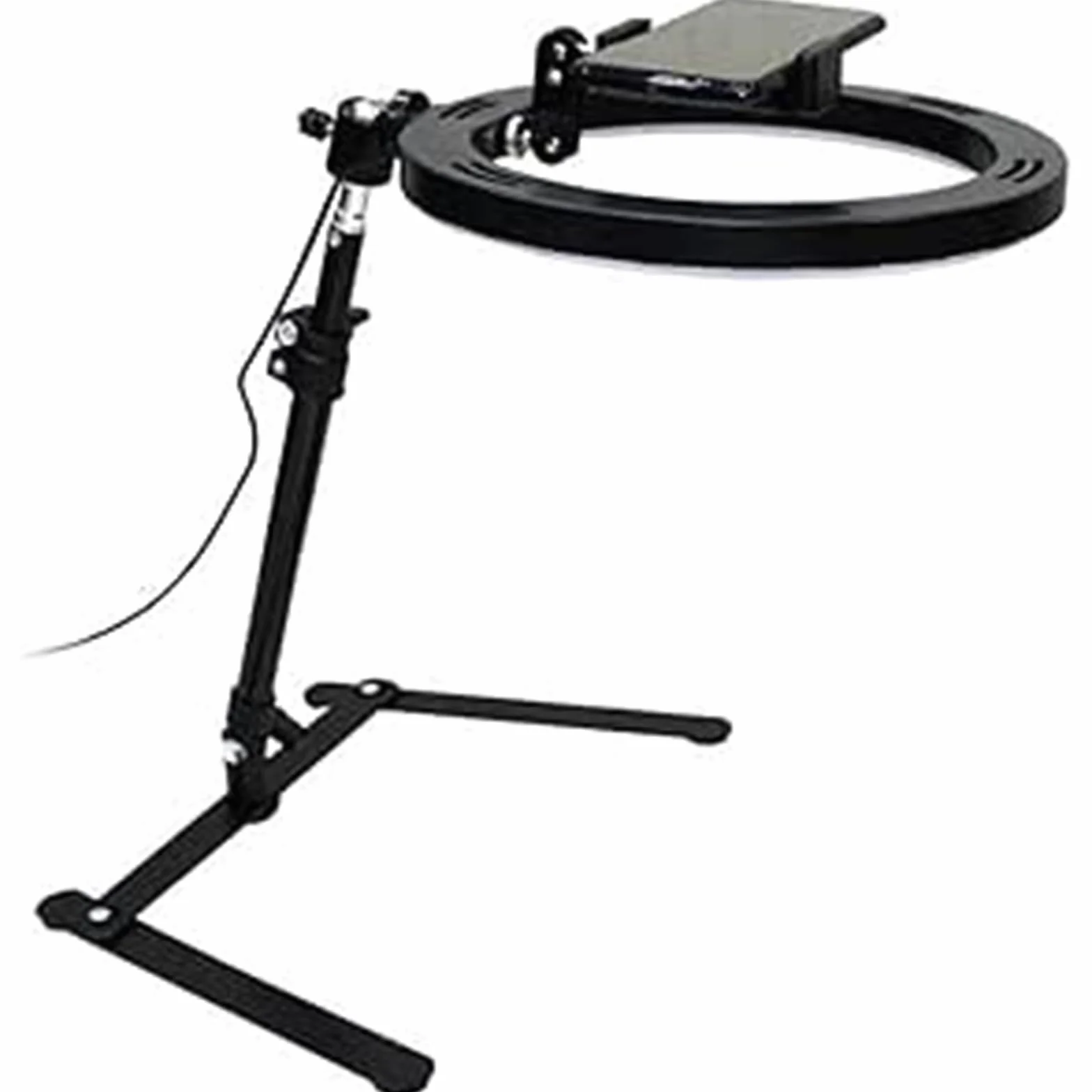 XUMI Anello luminoso a LED a intensità variabile da 10 pollici con supporto e supporto per telefono, scrivania treppiede regolabile per Youtube Video, Photography, Selfie, Vlog, Live Streaming, nero