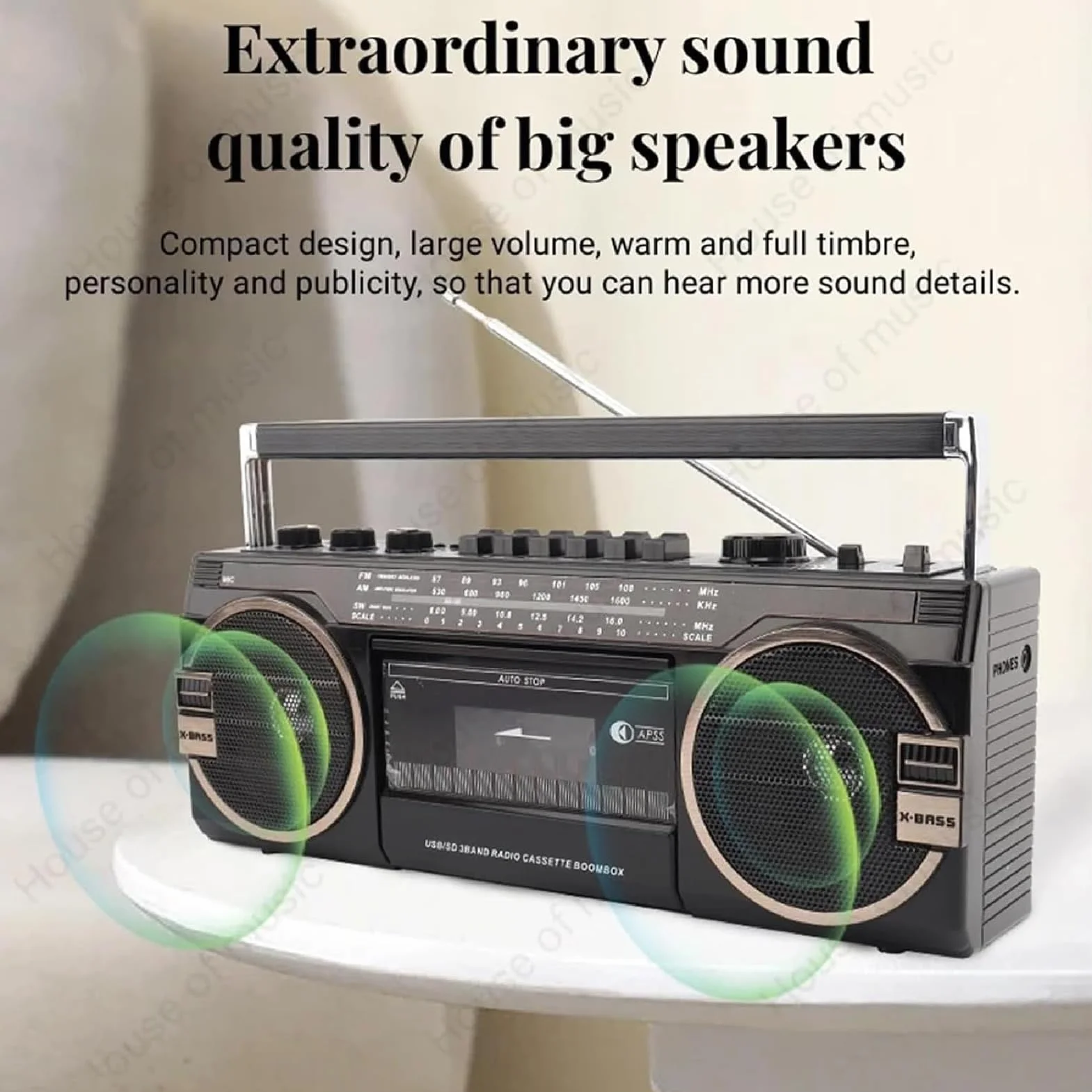 Retro lettore CD portatile Bluetooth registratore cassette AM/FM Radio manopole di regolazione del volume per riunioni di famiglia viaggi