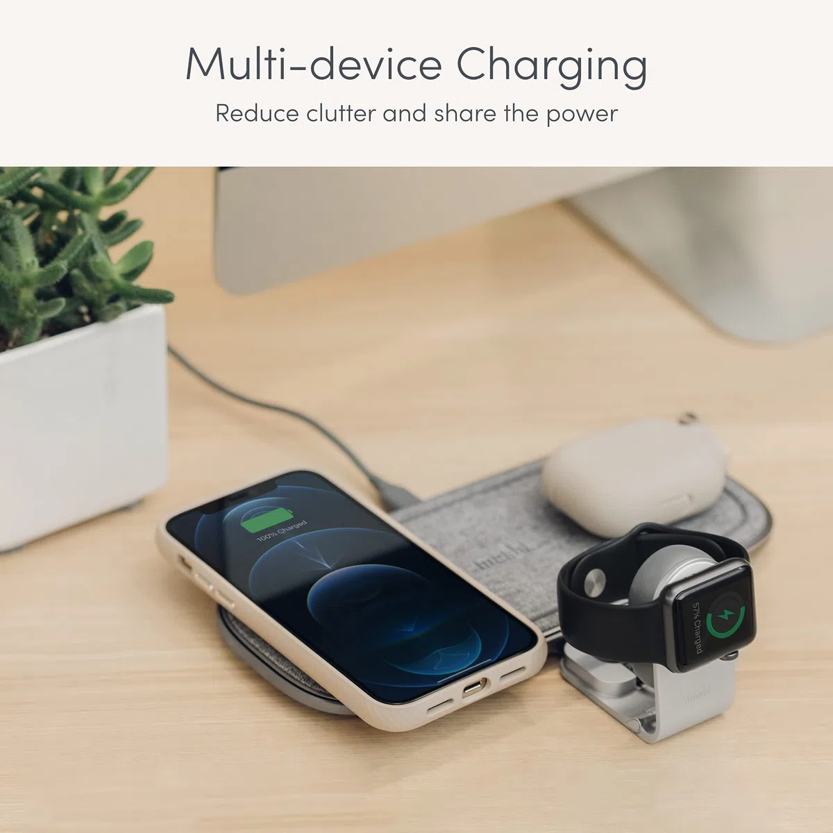 Moshi Sette Q Cuffie, Telefono cellulare, Smartphone, Orologio intelligente, Indossabili Grigio AC Carica wireless Interno (Moshi Sette Q - dual wireless charging)