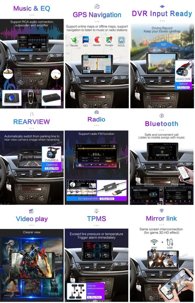 Touchscreen da 9 Pollici Lettore Video multimediale Navigazione GPS per autoradio Bluetooth Peu-geot 206 2001-2008 con Fotocamera di Backup Collegamento Telefono Cellulare Connessione USB 4G WiFi